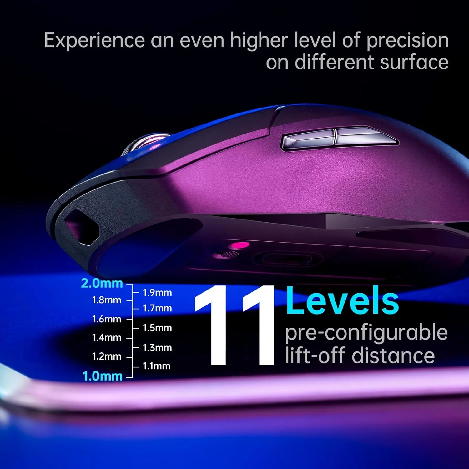 Rapoo VT9PRO Superlight Wireless Gaming Mouse - PAW 3398 Esports Sensor, 50-26000 DPI, 1K+4K Polling Rate, 1ms Response Time, 68g Lightweight, 10 Buttons, 160H Battery, On Board Memory - Black - Image 6