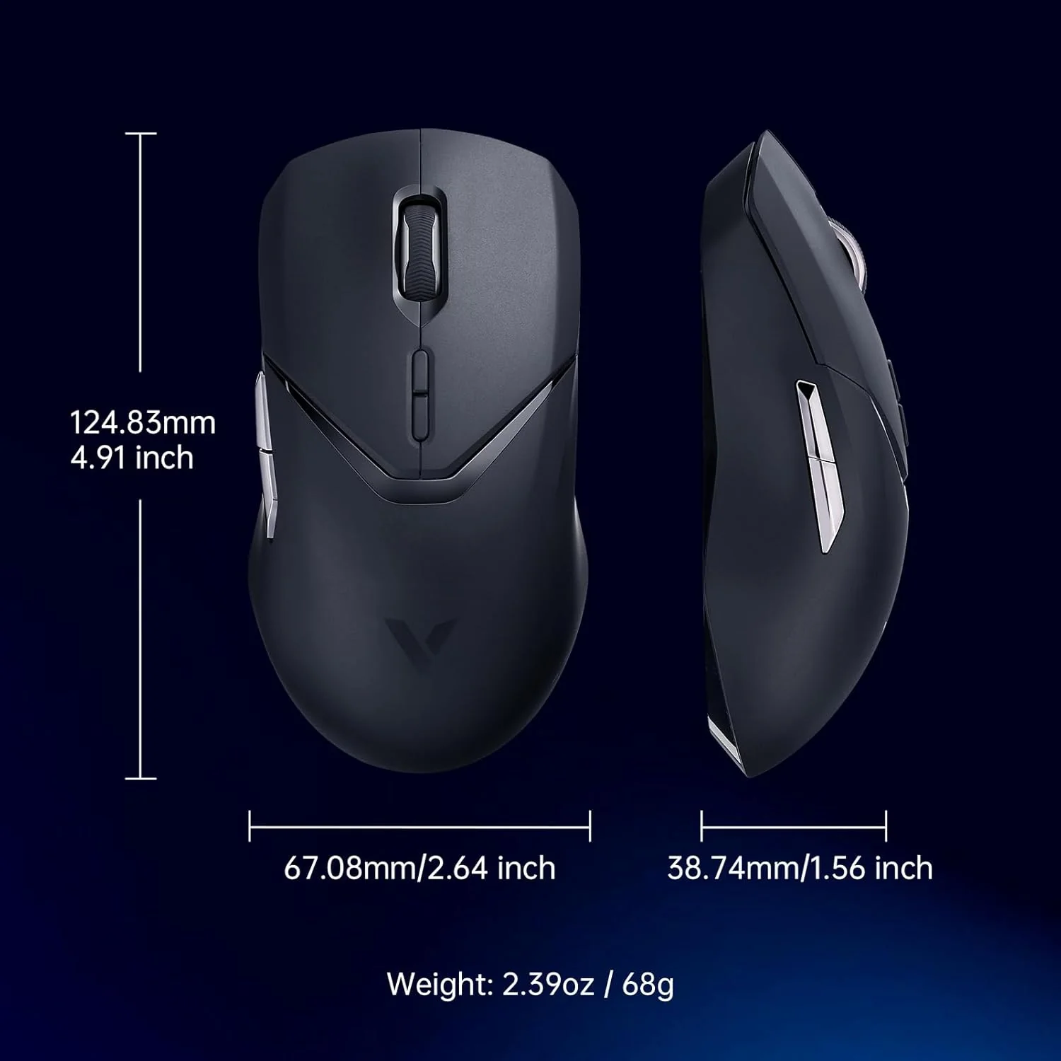 Rapoo VT9PRO Superlight Wireless Gaming Mouse - PAW 3398 Esports Sensor, 50-26000 DPI, 1K+4K Polling Rate, 1ms Response Time, 68g Lightweight, 10 Buttons, 160H Battery, On Board Memory - Black - Image 9