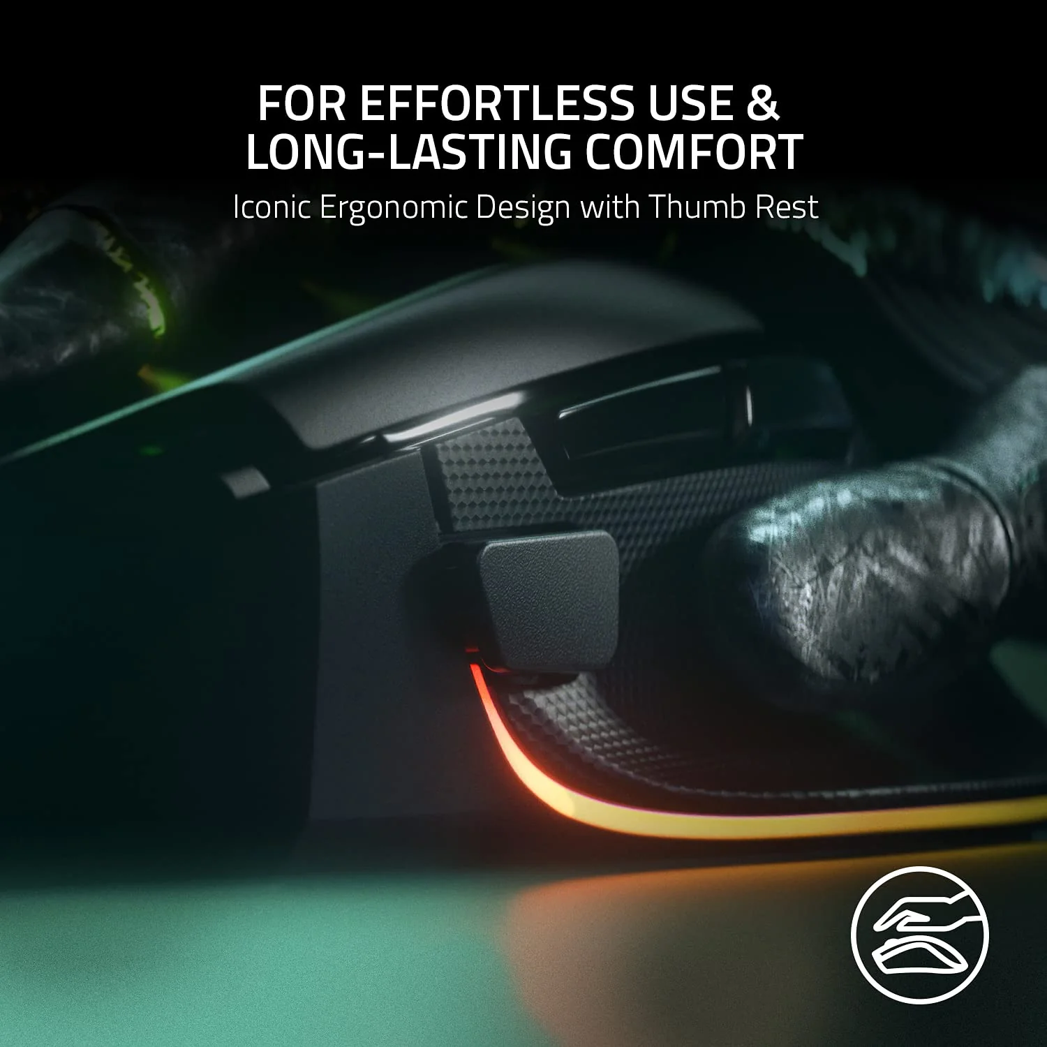 Razer Basilisk V3 Customizable Ergonomic Gaming Mouse: Chroma RGB Lighting - 26K DPI Optical Sensor - 11 Programmable Buttons - HyperScroll Tilt Wheel - Classic Black - RZ01-04000100-R3M6 - Image 6