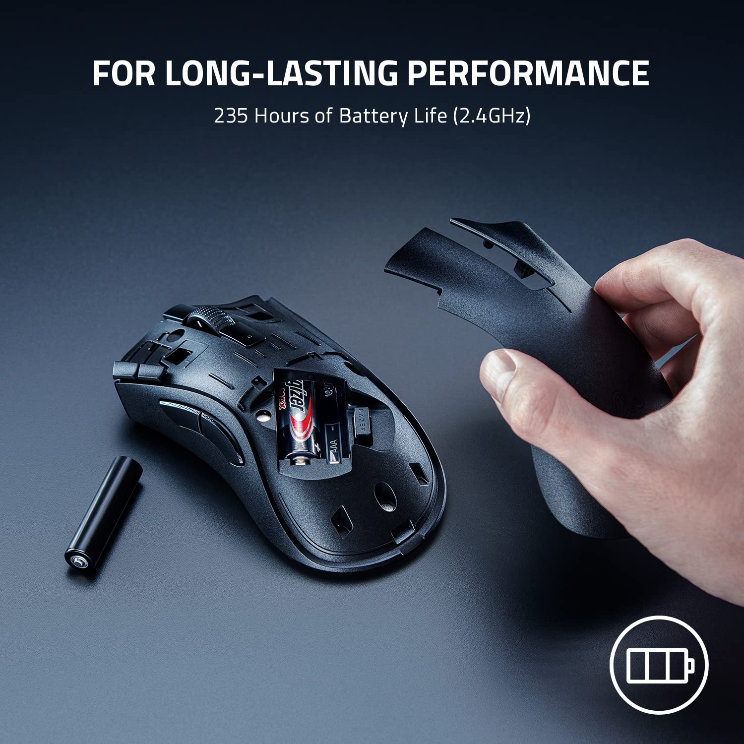 Razer Bluetooth DeathAdder V2 X Hyper Speed: Award-Winning Ergonomic Design with 16000 DPI - Ultra-Fast Hyper Speed Wireless Ergonomic Gaming Mouse - 235hr Battery Life - RZ01-04130100-R3A1, Black - Image 4