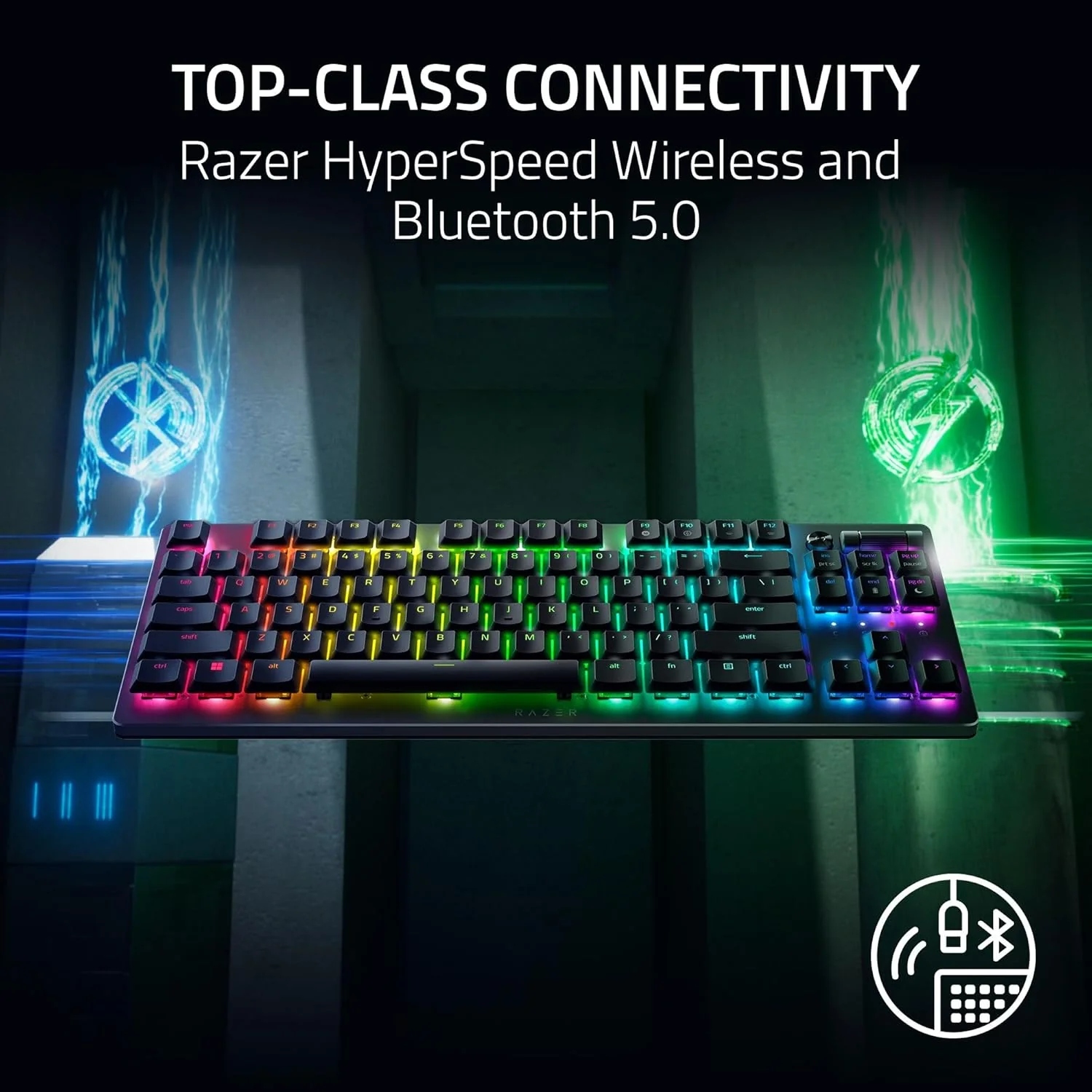 Razer DeathStalker V2 Pro Tenkeyless - Wireless Low Profile Optical Gaming Keyboard (Linear Red Switch) - White Edition - US Layout - World Packaging - Image 4