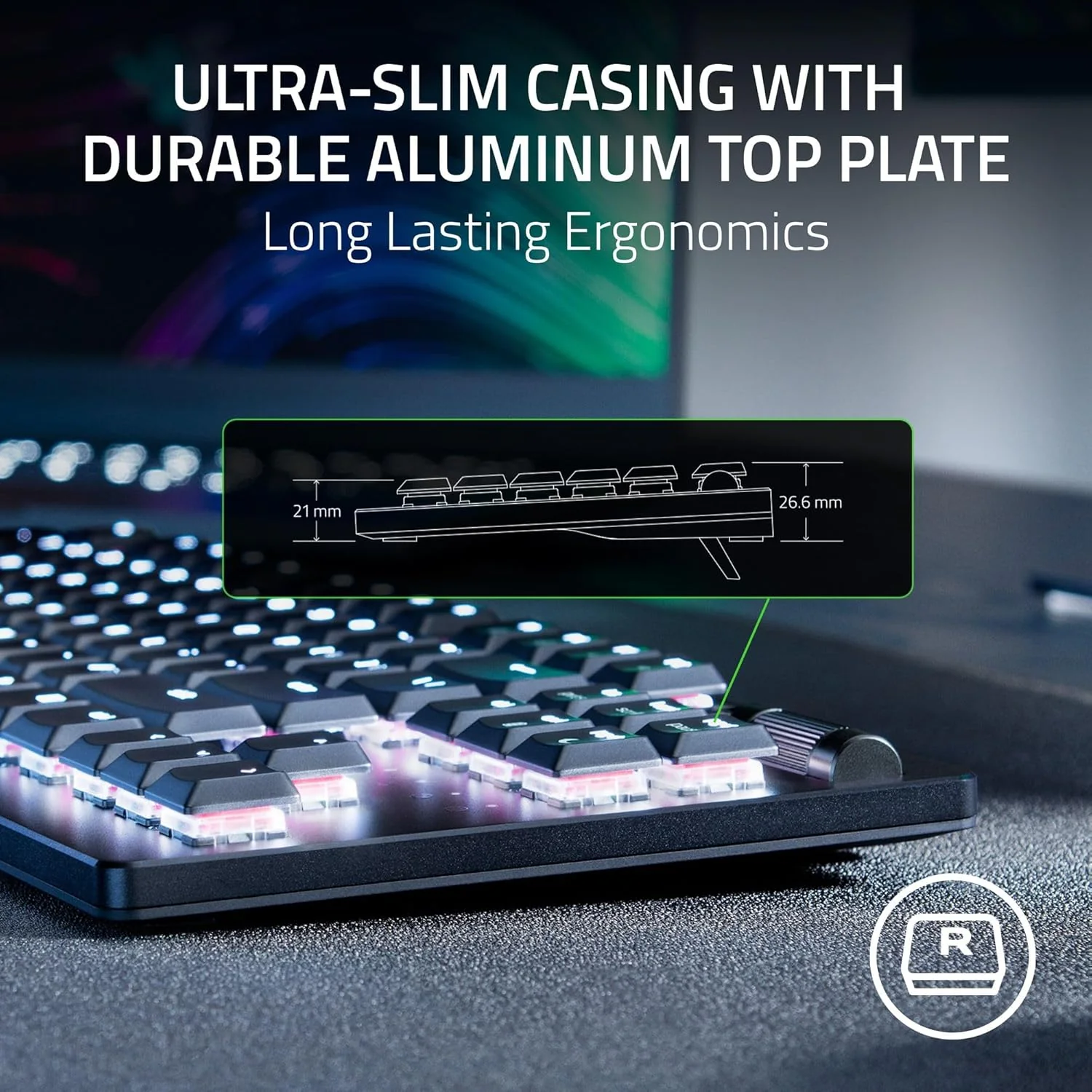 Razer DeathStalker V2 Pro Tenkeyless - Wireless Low Profile Optical Gaming Keyboard (Linear Red Switch) - White Edition - US Layout - World Packaging - Image 6