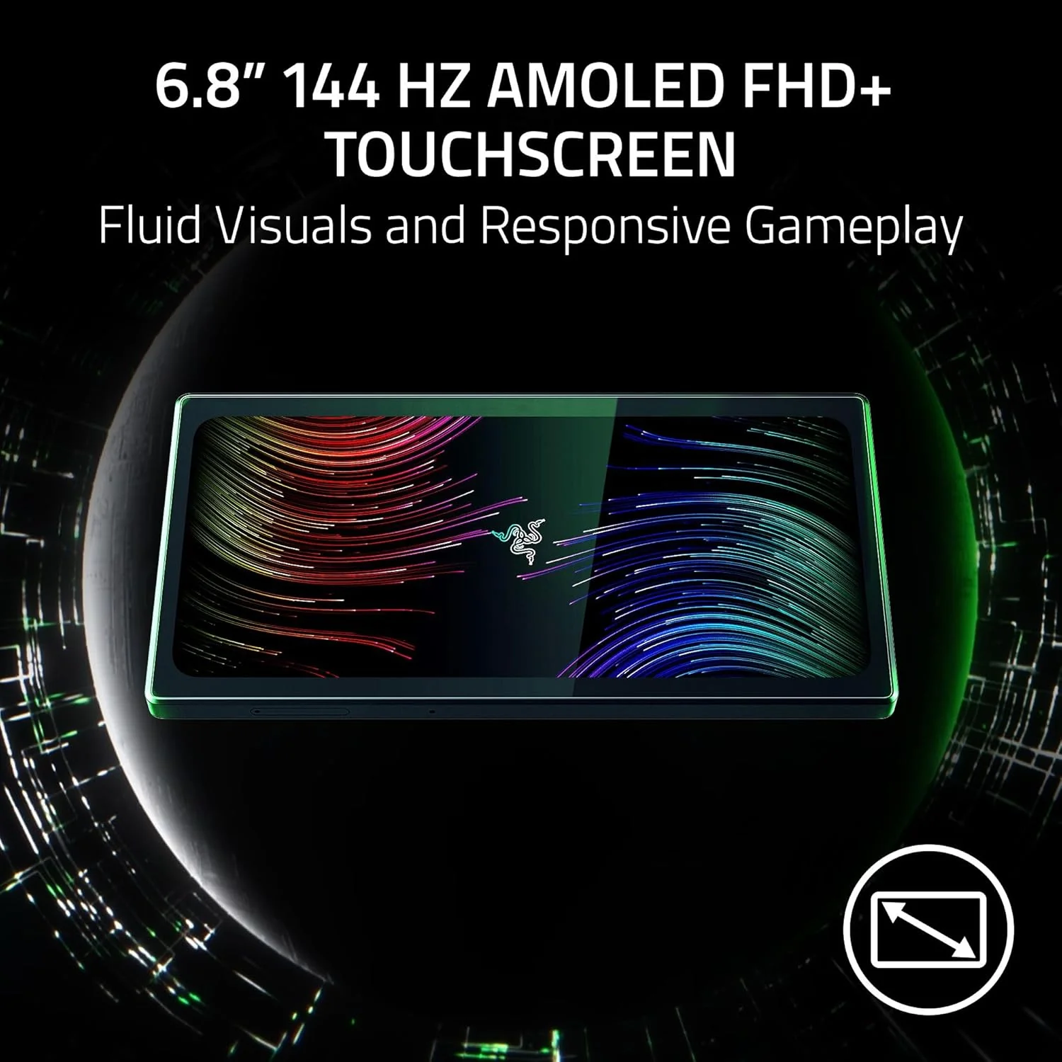Razer Edge - Android Gaming Handheld with Kishi V2 Pro Controller (Qualcomm Snapdragon G3X Gen 1, 6.8” 144Hz AMOLED FHD+ Touchscreen Display, HyperSense Haptics, PC, Xbox, and Cloud Gaming) Black - Image 4