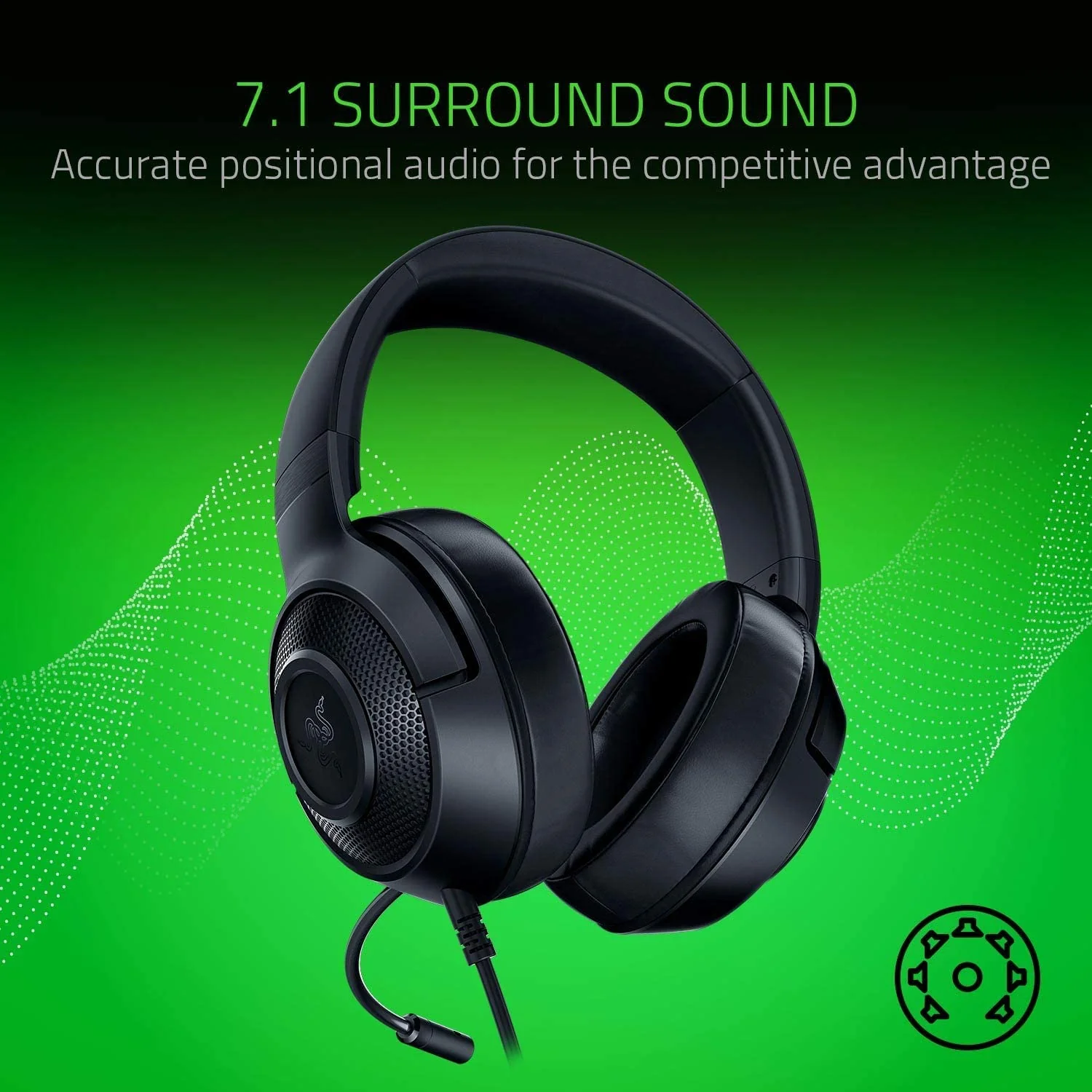 Razer Kraken X Lite Ultralight Gaming Headset: 7.1 Surround Sound Capable - Lightweight Frame - Bendable Cardioid Microphone - for PC, Xbox, PS4, Nintendo Switch - Image 3