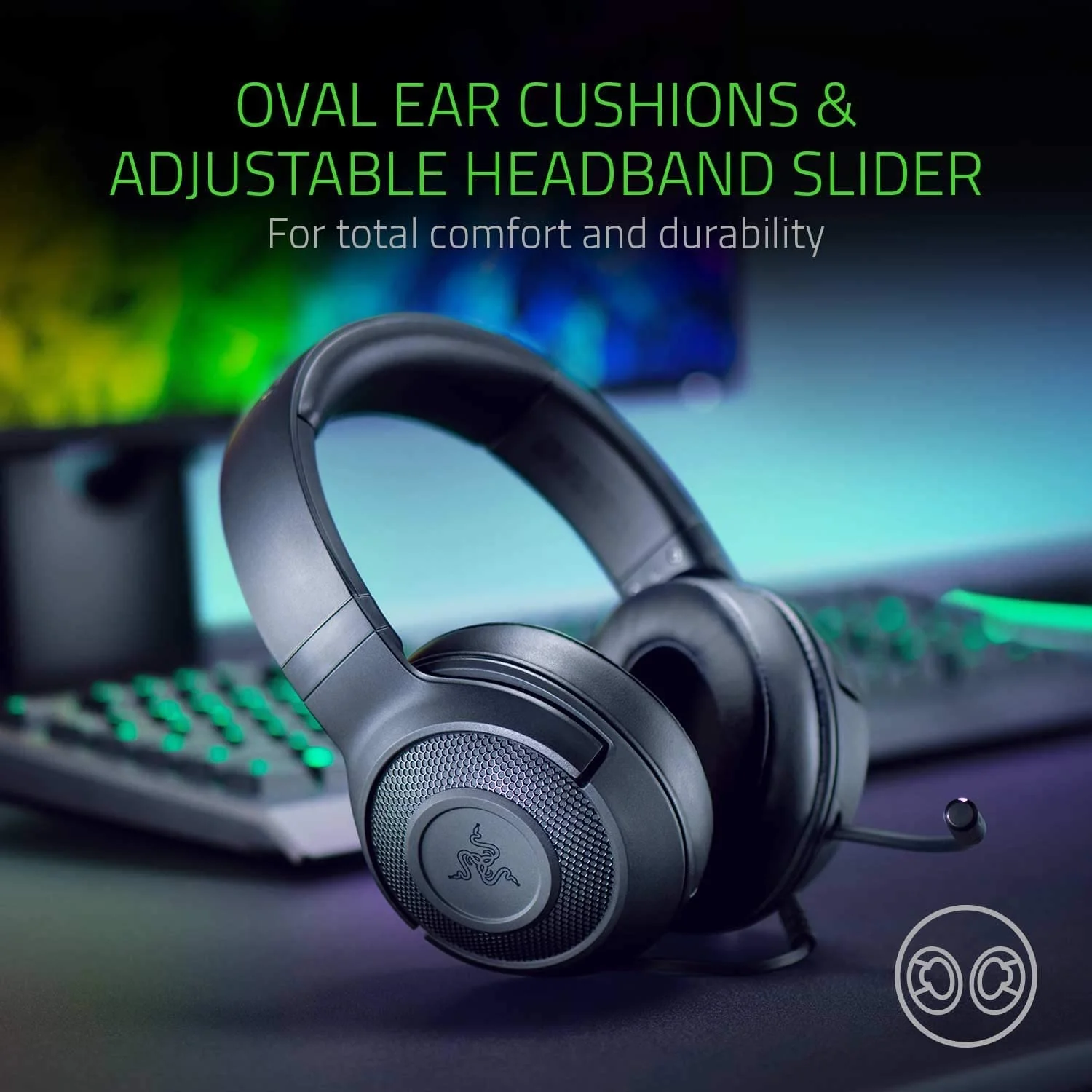 Razer Kraken X Lite Ultralight Gaming Headset: 7.1 Surround Sound Capable - Lightweight Frame - Bendable Cardioid Microphone - for PC, Xbox, PS4, Nintendo Switch - Image 6