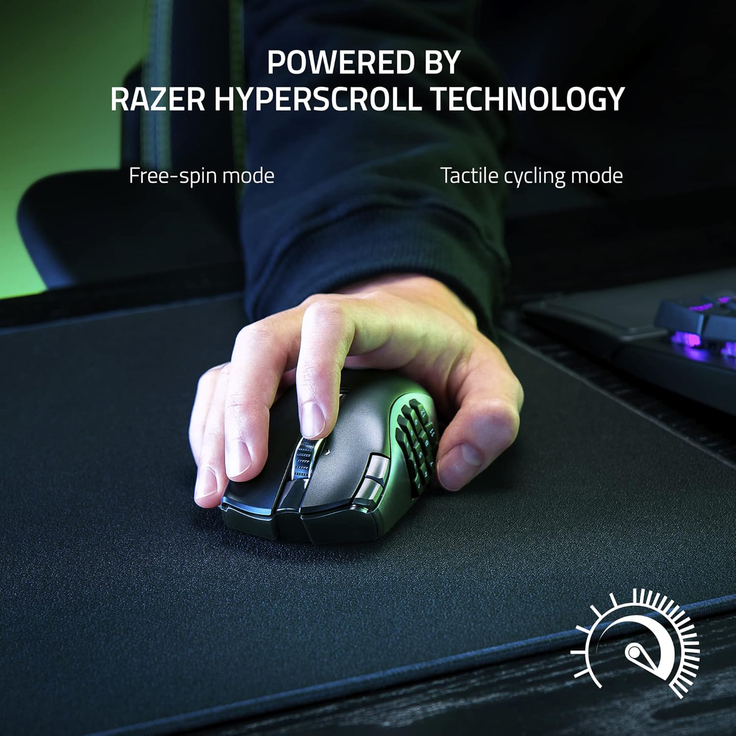 Razer Naga V2 HyperSpeed Wireless MMO Gaming Mouse: 19 Programmable Buttons - HyperScroll Technology - Focus Pro 30K Optical Sensor - Mechanical Mouse Switches Gen2 -RZ01-03600100-R3A1 - Image 5