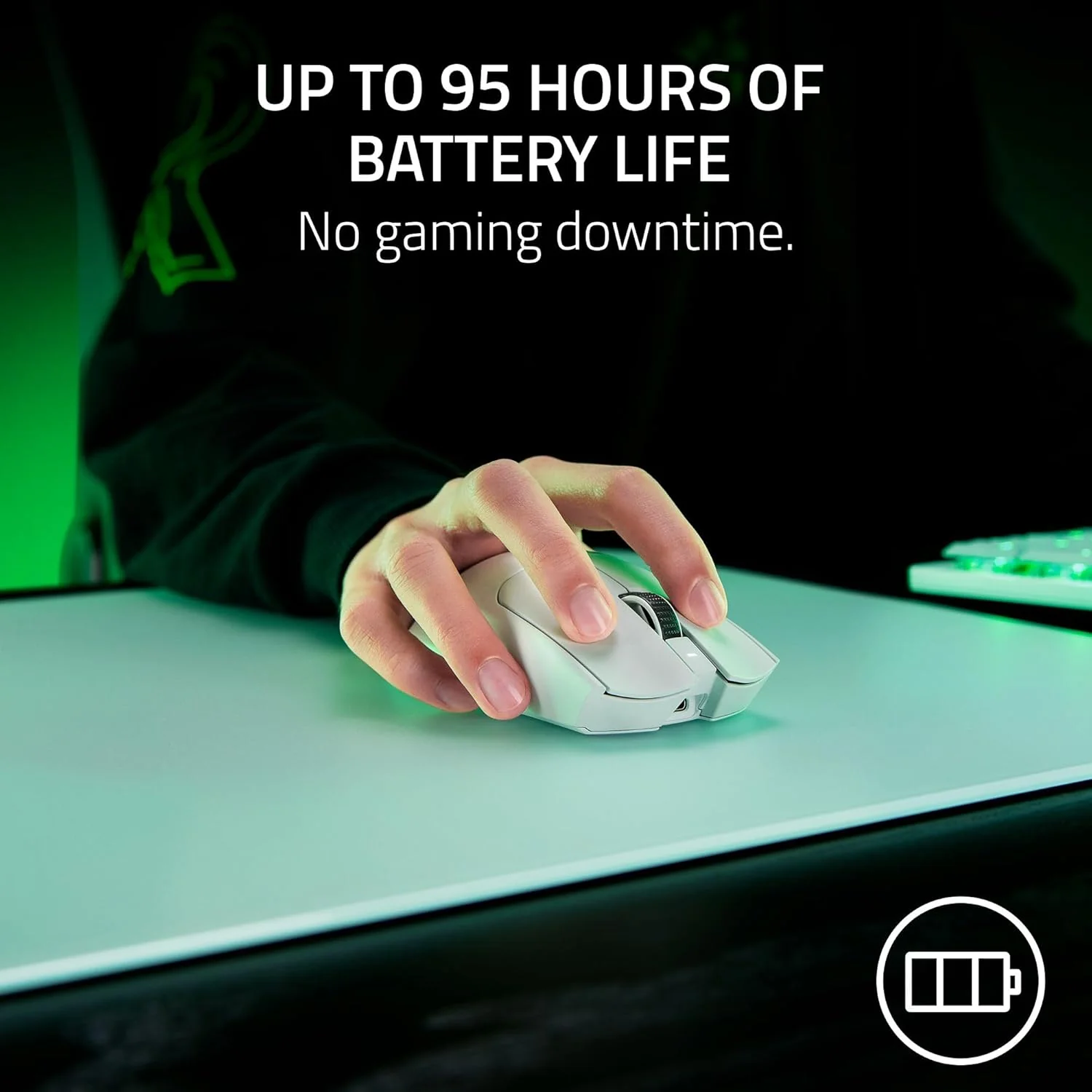 Razer Viper V3 Pro Wireless Esports Gaming Mouse: Symmetrical - 54g Lightweight - 8K Polling - 35K DPI Optical Sensor - Gen3 Optical Switches - 8 Programmable Buttons - 95 Hr Battery - White - Image 6