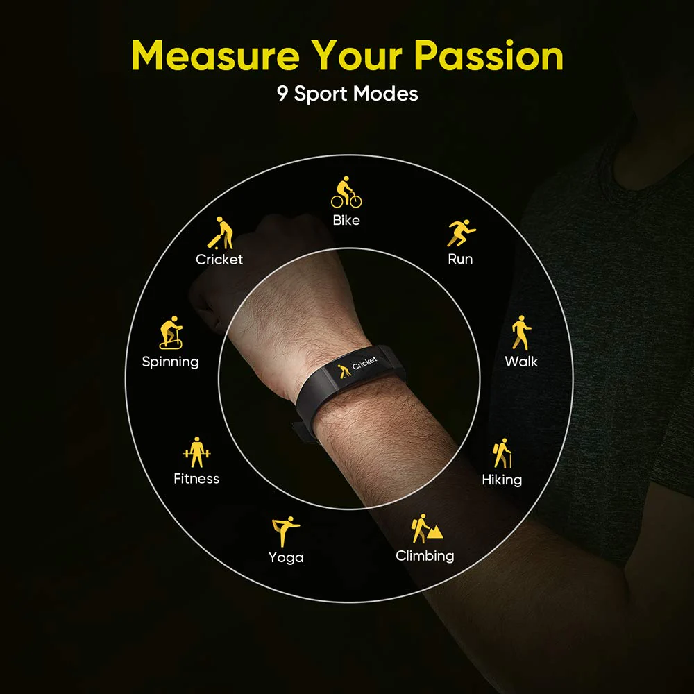 Realme Band (Black) - Full Colour Screen with Touchkey, Real-time Heart Rate Monitor, in-Built USB Charging, IP68 Water Resistant - Image 7