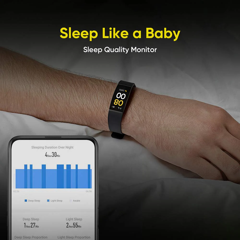 Realme Band (Black) - Full Colour Screen with Touchkey, Real-time Heart Rate Monitor, in-Built USB Charging, IP68 Water Resistant - Image 8