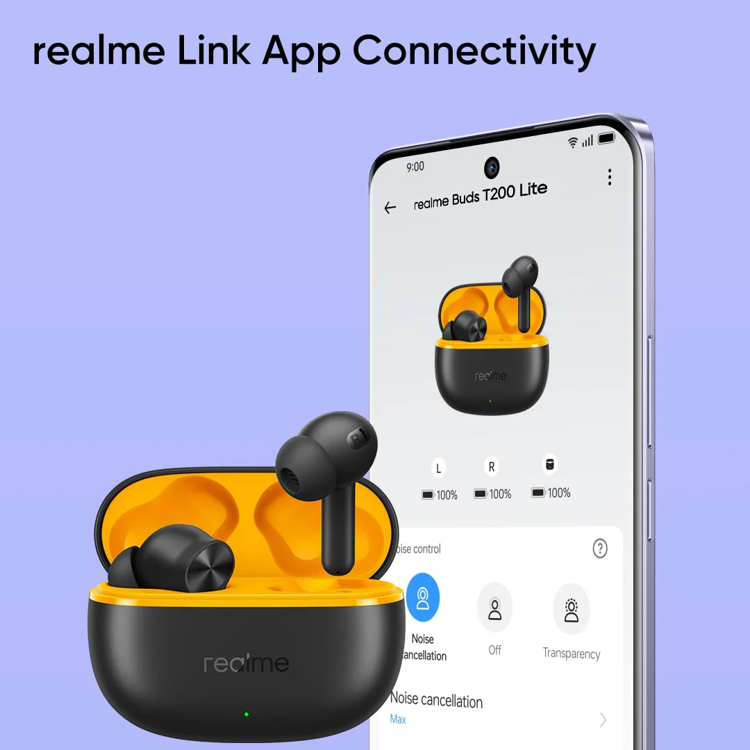 realme Buds T200 Lite Bluetooth in Ear Earbuds,4 Mic, AI ENC for Calls,48 Hours Total Playback with Fast Charging and Low Latency Gaming TWS,Google Fast Pair, with mic (Volt Black) - Image 11