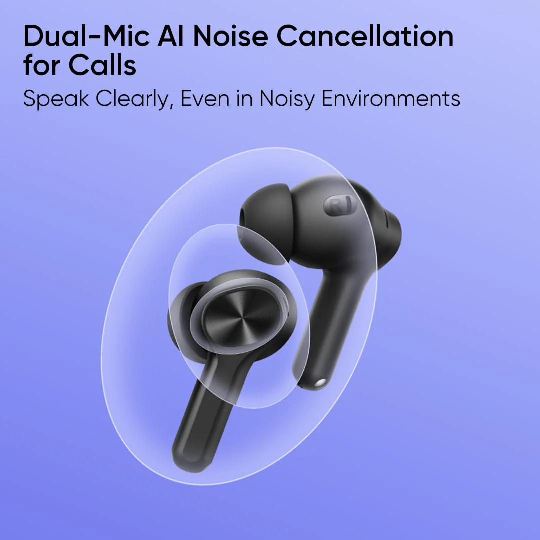 realme Buds T200 Lite Bluetooth in Ear Earbuds,4 Mic, AI ENC for Calls,48 Hours Total Playback with Fast Charging and Low Latency Gaming TWS,Google Fast Pair, with mic (Volt Black) - Image 8