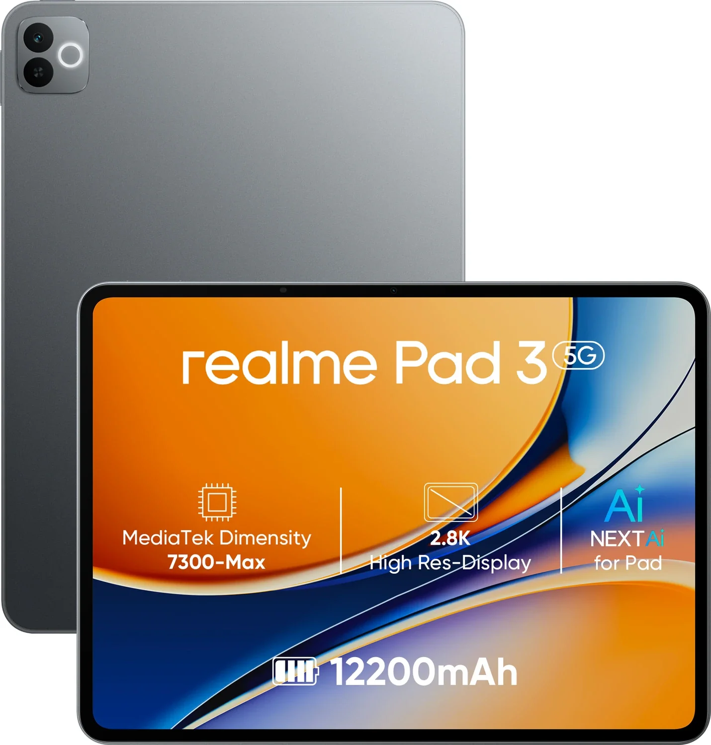 realme Pad 3 with biggest battery in segment 8 GB RAM 128 GB ROM 11.6 inch with Wi-Fi+5G MediaTek Dimensity 7300-Max Tablet (Space Grey)