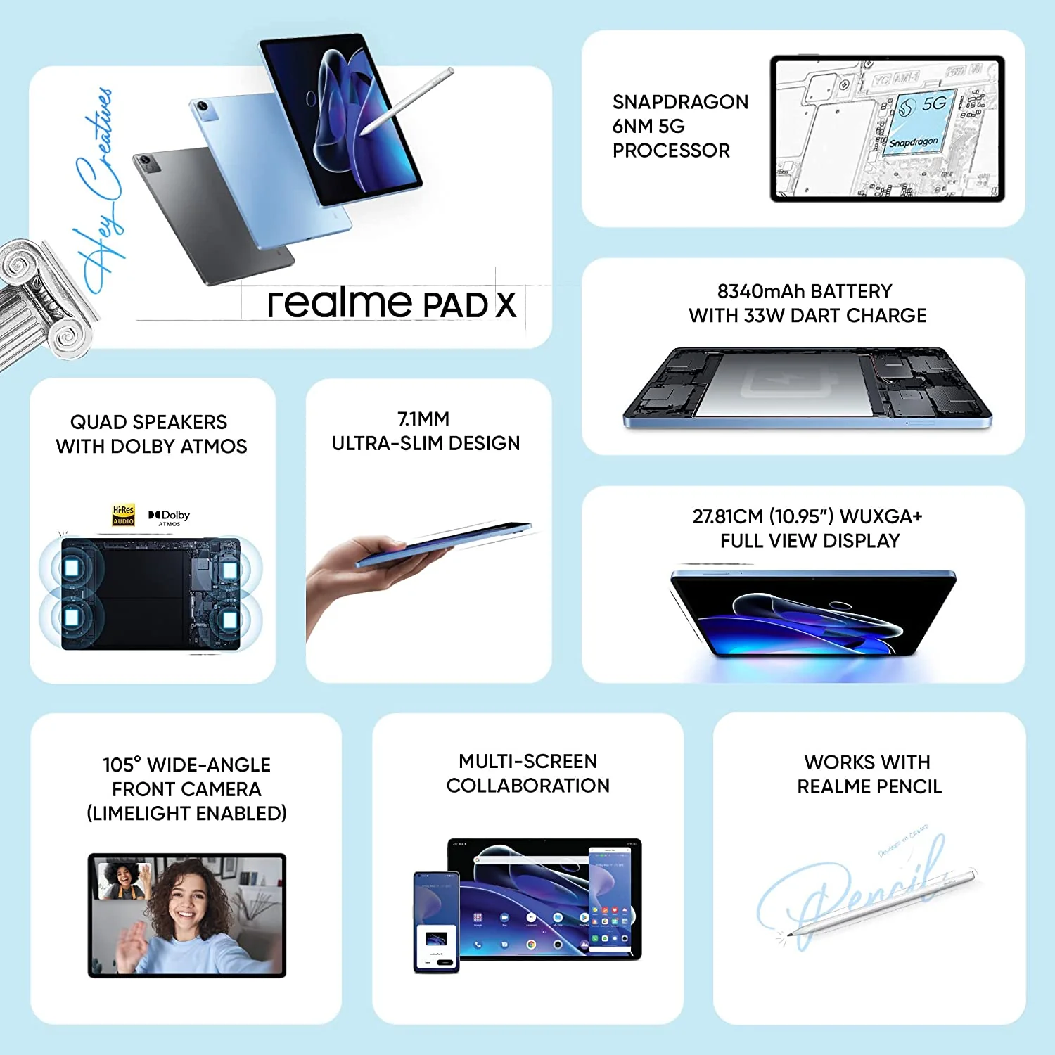 realme Pad X | WiFi Tablet | 4GB RAM 64GB ROM, 11 inch WUXGA+ Display | Dolby Atmos Quad Speakers - Image 2