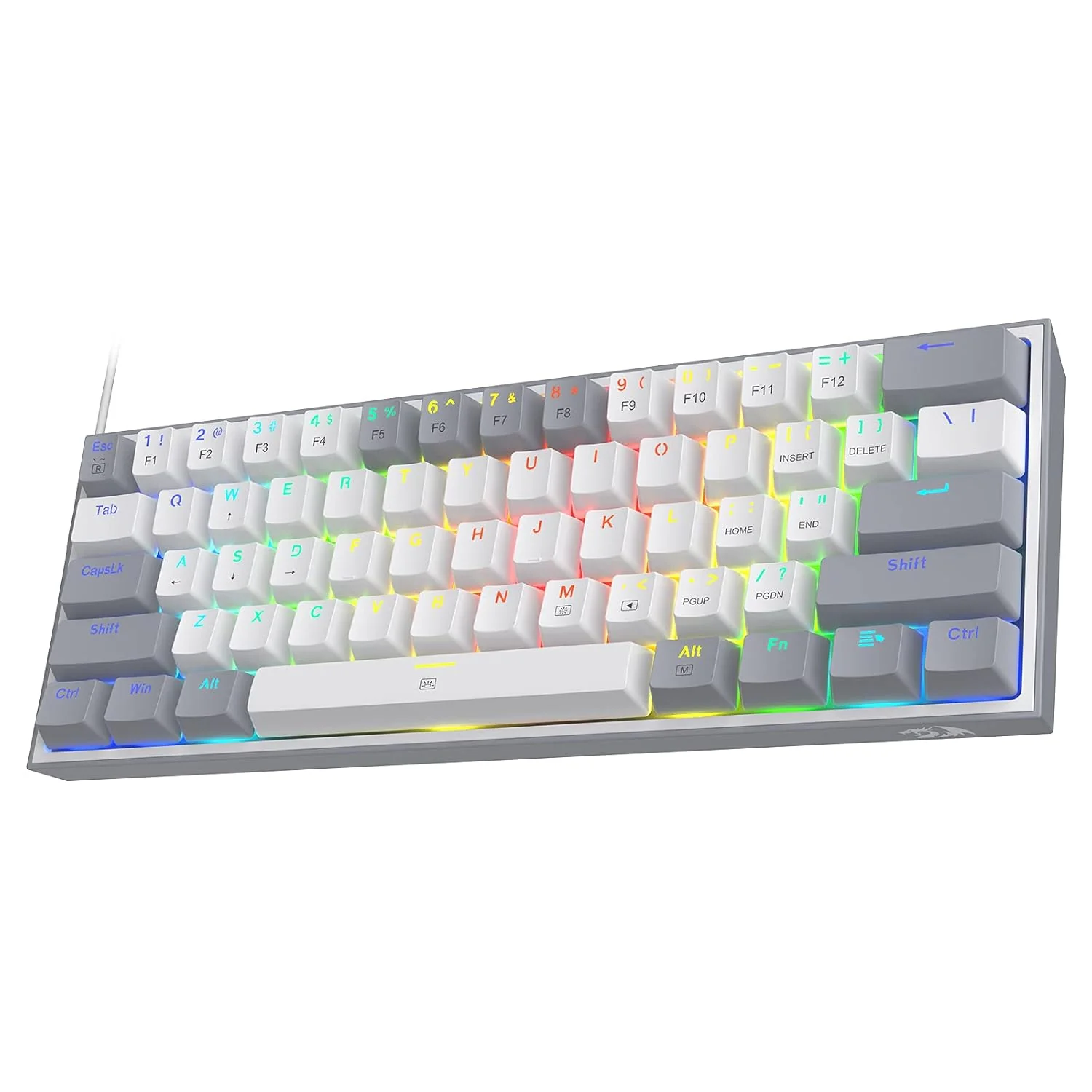 Redragon K617 Fizz 60% Wired RGB Gaming Keyboard, 61 Keys Compact Mechanical Keyboard w/White and Grey Color Keycaps, Linear Red Switch, Pro Driver/Software Supported - Image 10