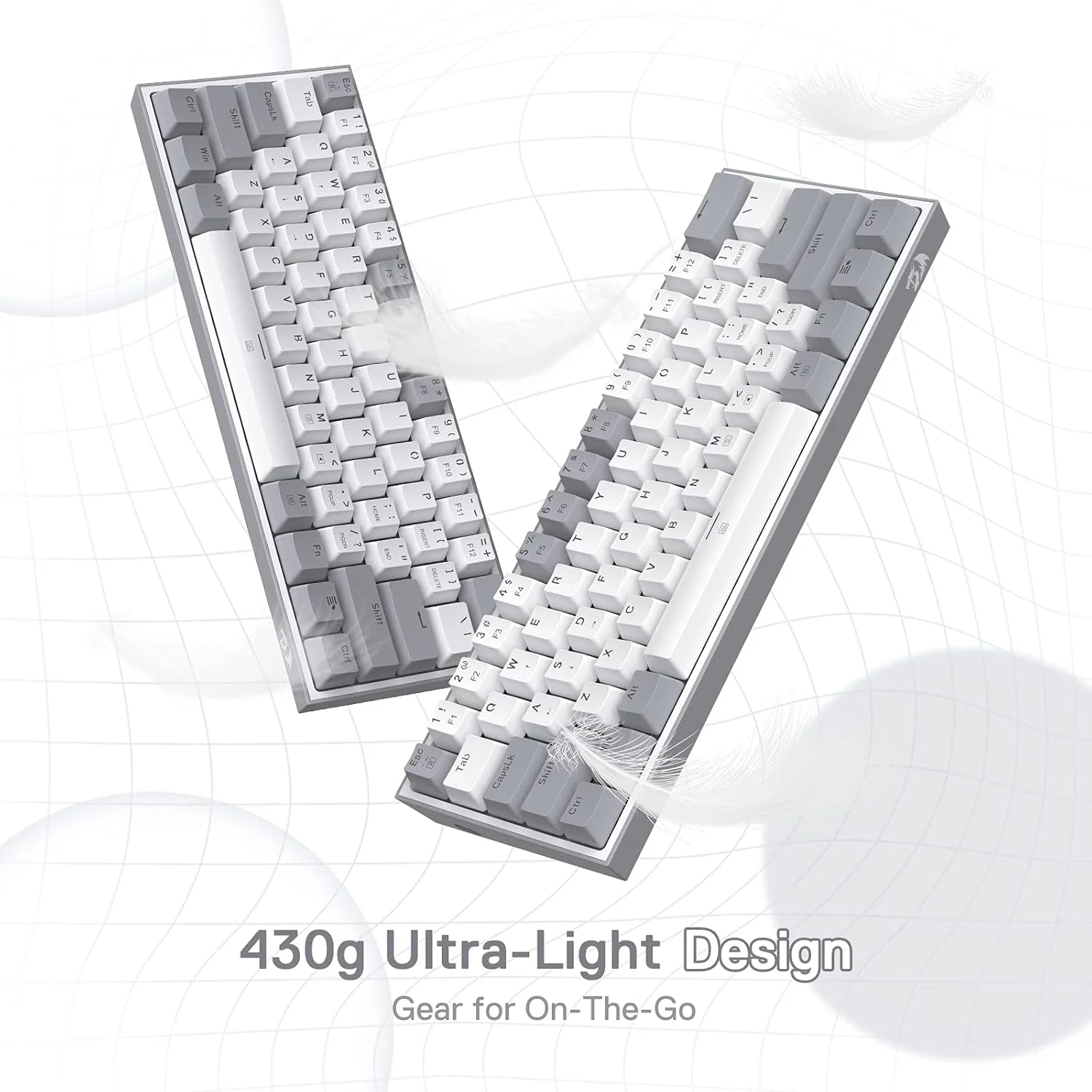 Redragon K617 Fizz 60% Wired RGB Gaming Keyboard, 61 Keys Compact Mechanical Keyboard w/White and Grey Color Keycaps, Linear Red Switch, Pro Driver/Software Supported - Image 4