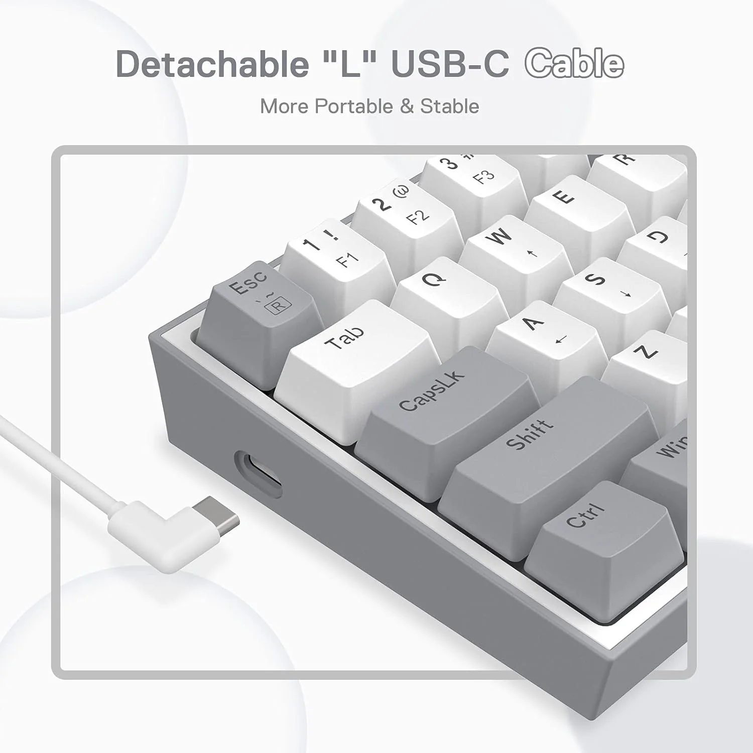 Redragon K617 Fizz 60% Wired RGB Gaming Keyboard, 61 Keys Compact Mechanical Keyboard w/White and Grey Color Keycaps, Linear Red Switch, Pro Driver/Software Supported - Image 8