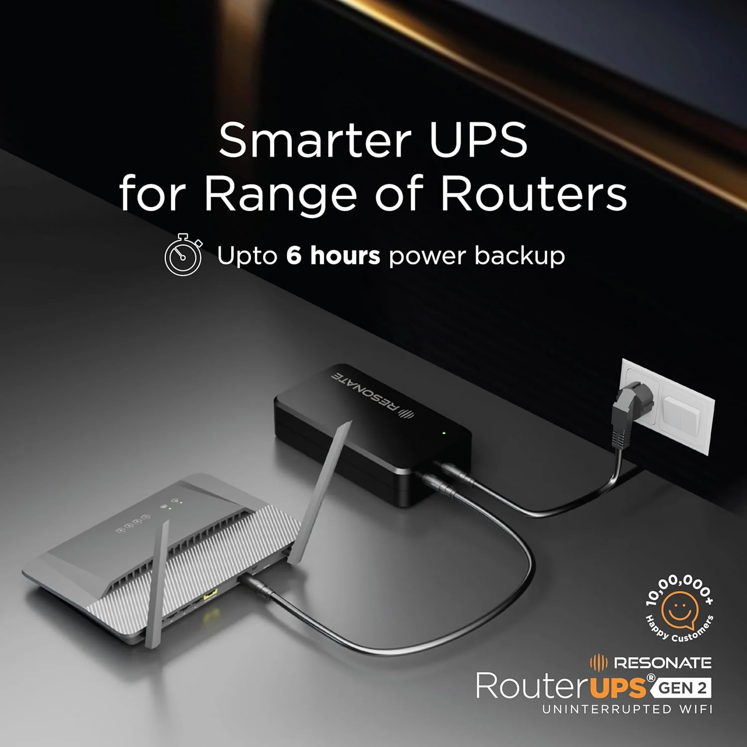 Resonate RouterUPS® Gen2 | Original Router UPS for 12V WiFi Router & Modem (Supports up to 2A) (7800mAh - 95% Longer Power Backup) | Compact Mini UPS with Intelligent Charging (Upto 6 Hrs Internet) - Image 2