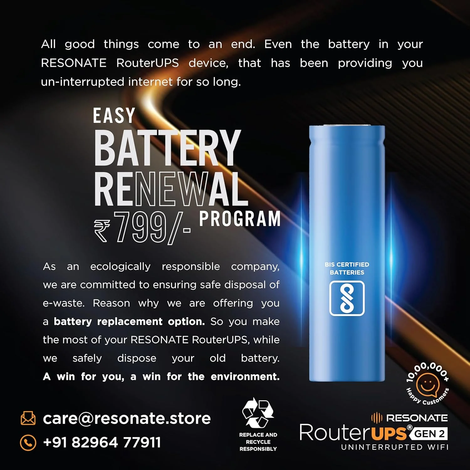 Resonate RouterUPS® Gen2 | Original Router UPS for 12V WiFi Router & Modem (Supports up to 2A) (7800mAh - 95% Longer Power Backup) | Compact Mini UPS with Intelligent Charging (Upto 6 Hrs Internet) - Image 6