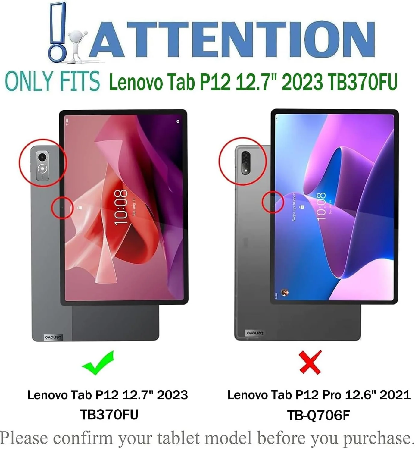 RTSY Kickstand Combo Keyboard case for Lenovo Tab P12 (12.7 Inch-TB-370FU Model) with 7-Colors Backlit, Multi-Touch Trackpad, Dual Orientation, Magnetic Detachable Bluetooth Keyboard Cover, Pen Holder - Image 2