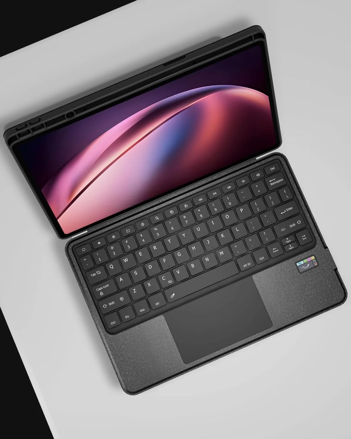 RTSY Kickstand Combo Keyboard case for Lenovo Tab P12 (12.7 Inch-TB-370FU Model) with 7-Colors Backlit, Multi-Touch Trackpad, Dual Orientation, Magnetic Detachable Bluetooth Keyboard Cover, Pen Holder - Image 3
