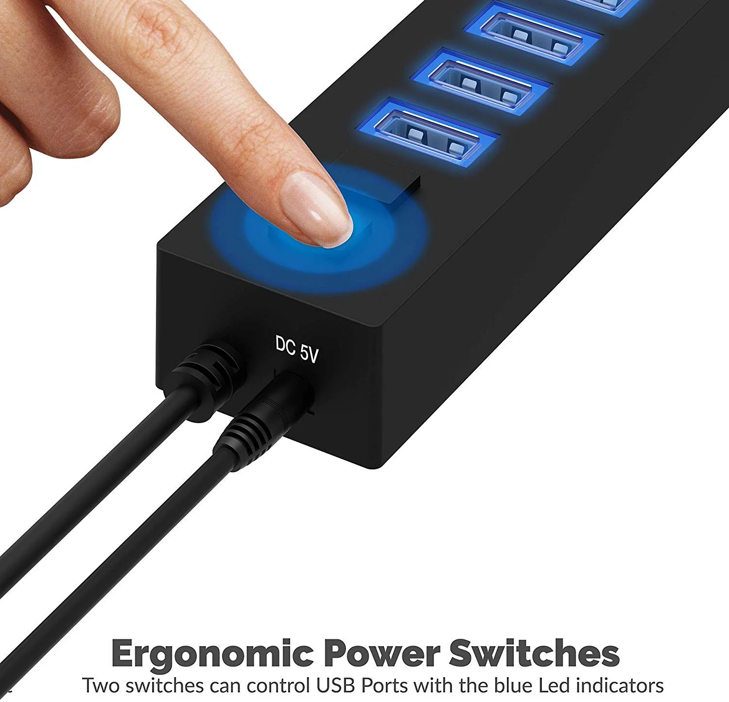 Sabrent 13 Port High Speed USB 2.0 Hub with Power Adapter and 2 Control Switches (HB-U14P) - Image 6