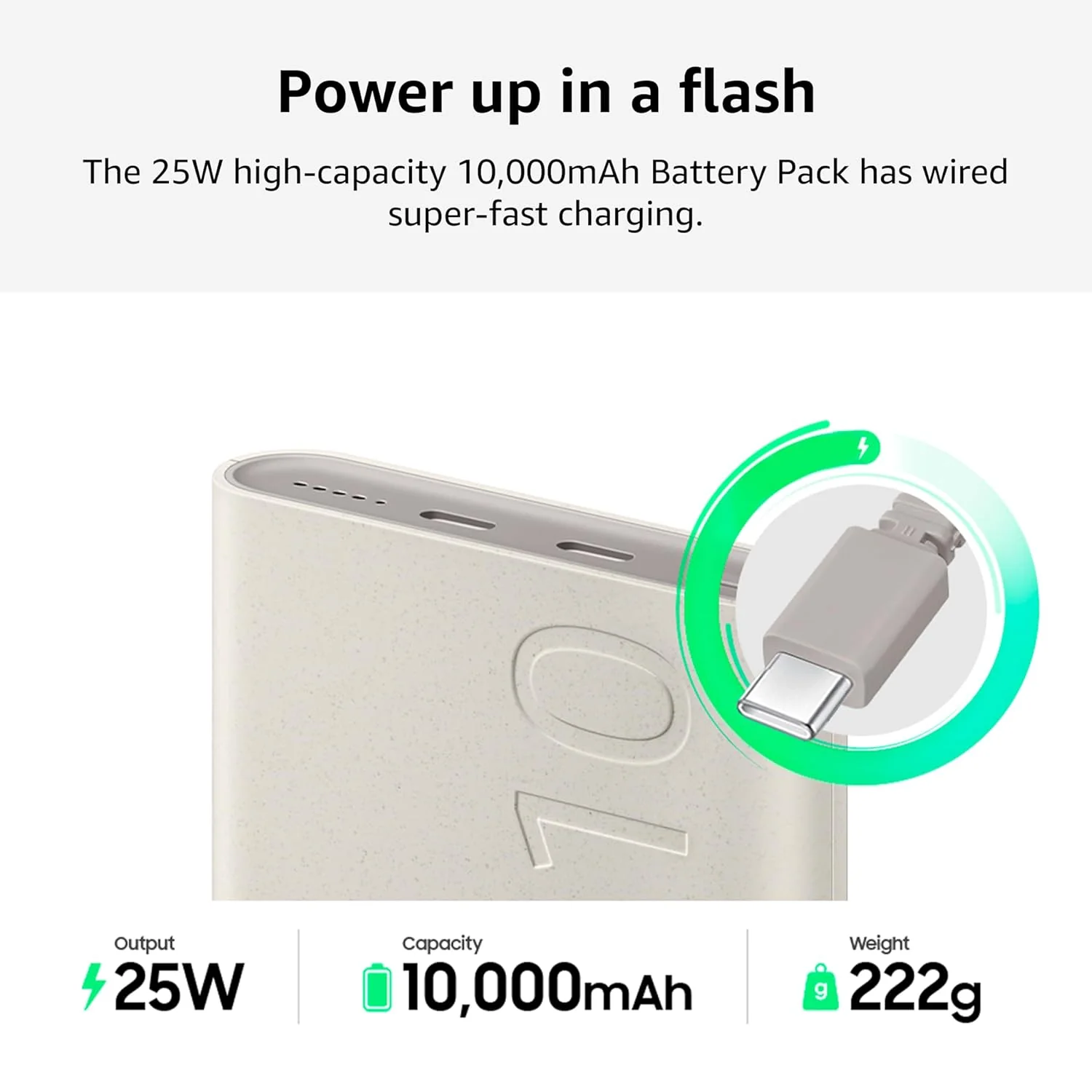 Samsung Galaxy 10000mAh Power Bank, Wireless Battery Pack, Gray - Image 3