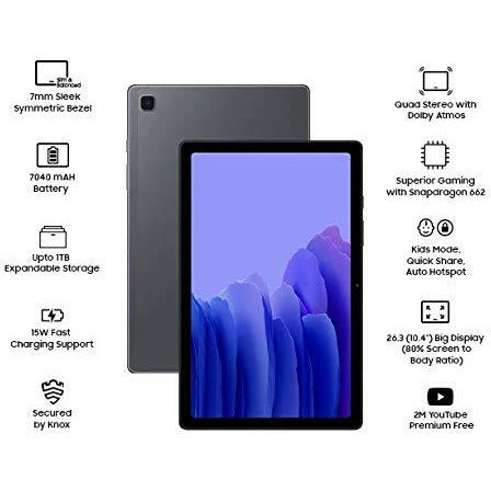 Samsung Galaxy Tab A7 26.31 cm (10.4 inch), Slim Metal Body, Quad Speakers with Dolby Atmos - Image 2