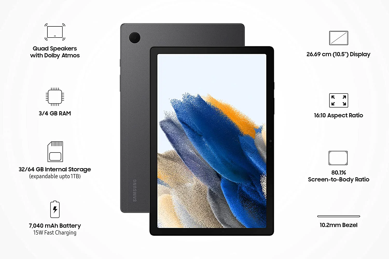Samsung Galaxy Tab A8 26.69cm (10.5 inch) Display, RAM 4 GB, ROM 64 GB Expandable - Image 2