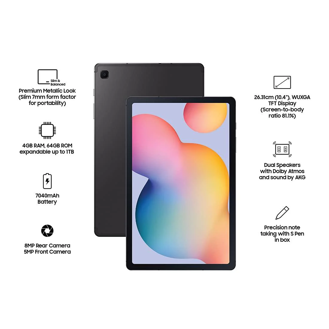 Samsung Galaxy Tab S6 Lite 26.31 cm (10.4 inch), Slim and Light, Dolby Atmos Sound, 4 GB RAM, 128 GB ROM (S Pen Included) - Image 3