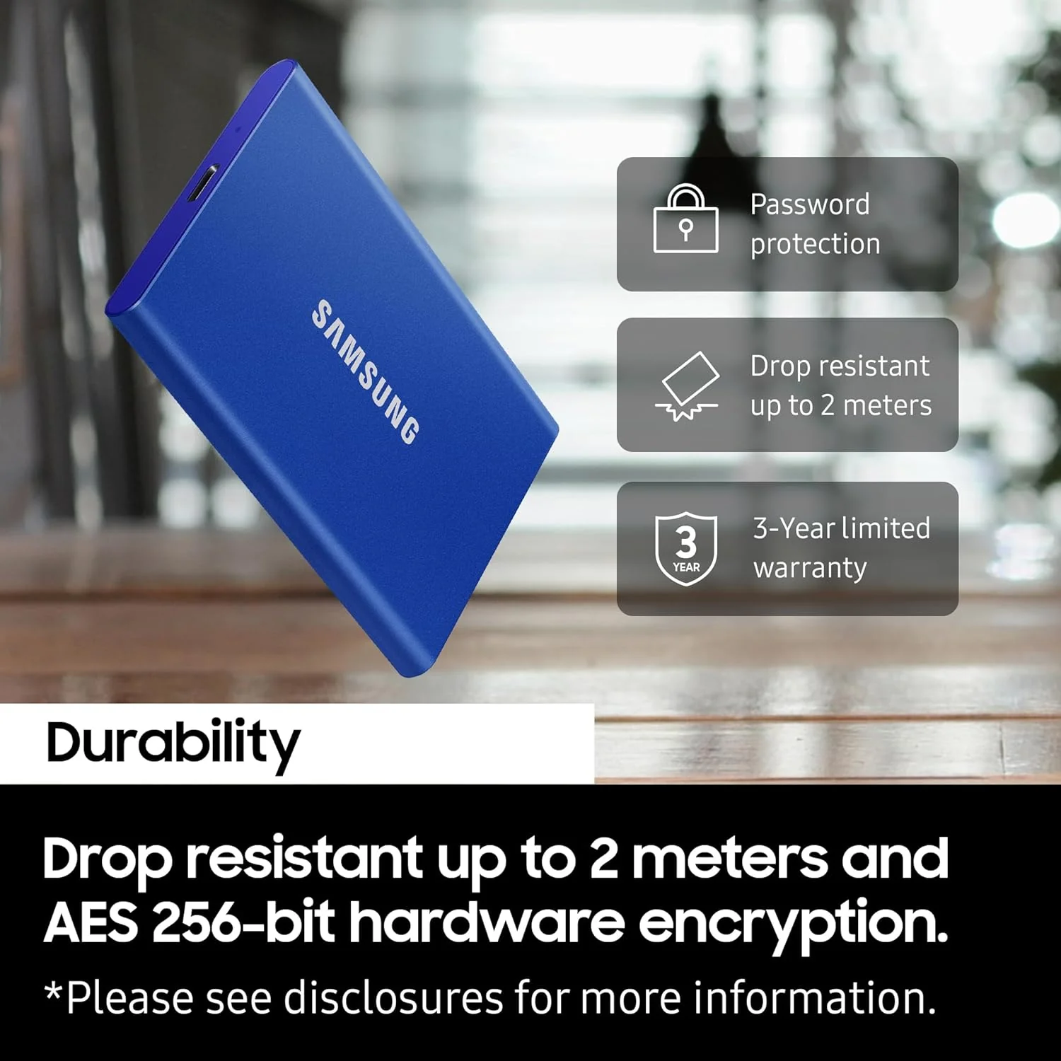 Samsung T7 Portable SSD, 4TB External Solid State Drive, Speeds Up to 1,050MB/s, USB 3.2 Gen 2, Reliable Storage for Gaming, Students, Professionals, MU-PC4T0T/WW, Gray - Image 6