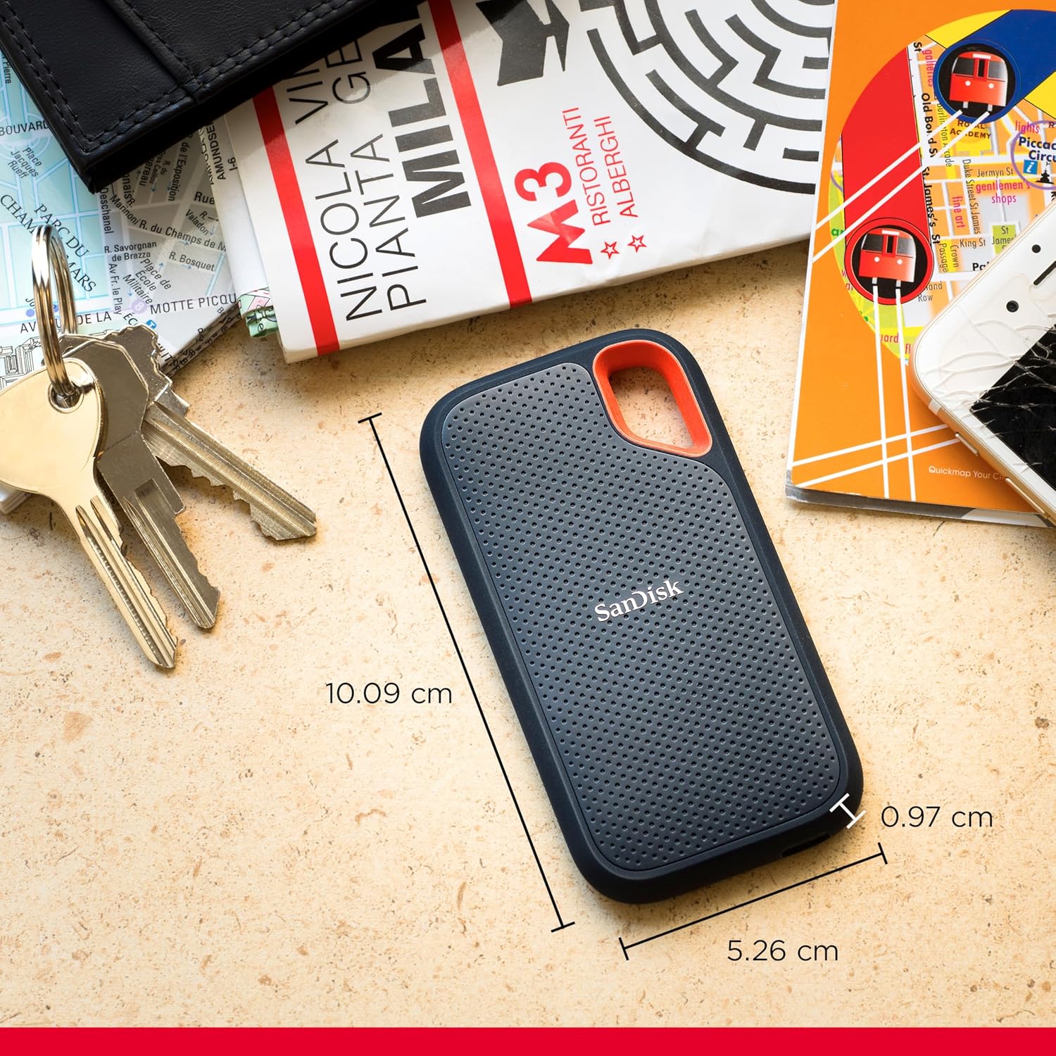 SanDisk Extreme Portable SSD 8TB, Black, 1050MB/s R, 1000MB/s W, IP65, Hardware Encryption, Passwprd Protection, 5 Y Warranty, 3 Meter Drop Resistance (BRAND NEW/SEALED) - Image 3