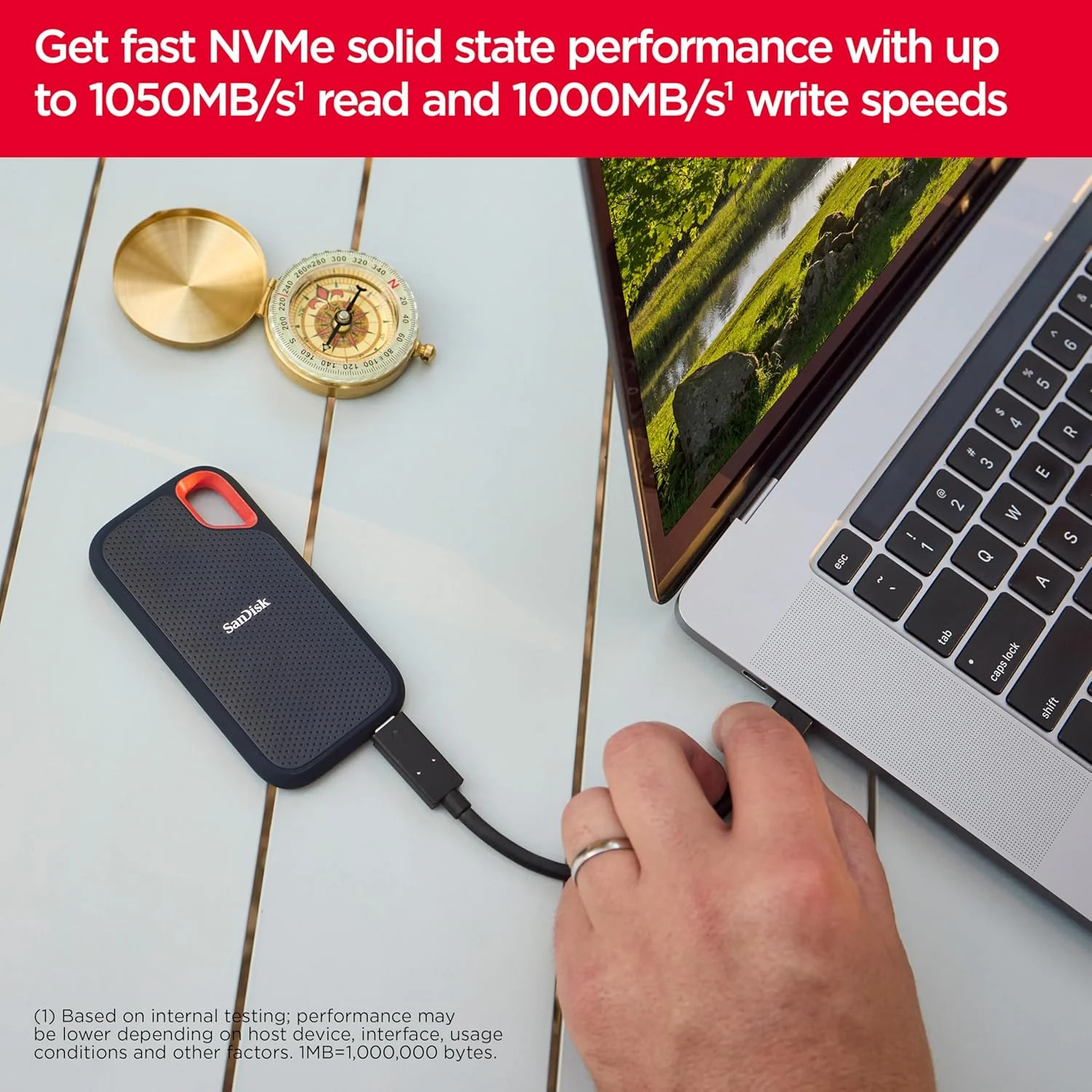 SanDisk Extreme Portable SSD 8TB, Black, 1050MB/s R, 1000MB/s W, IP65, Hardware Encryption, Passwprd Protection, 5 Y Warranty, 3 Meter Drop Resistance (BRAND NEW/SEALED) - Image 5