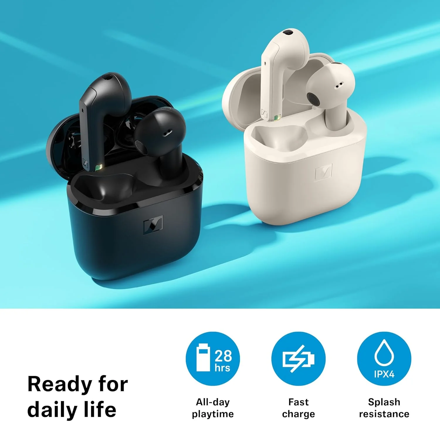 Sennheiser ACCENTUM Open True Wireless Earbuds-Smart Touch Controls, Lightweight & Breathable Design, Upto 28H Battery, Quick Charging, IPX4 Splash Resistance-Cream - Image 6