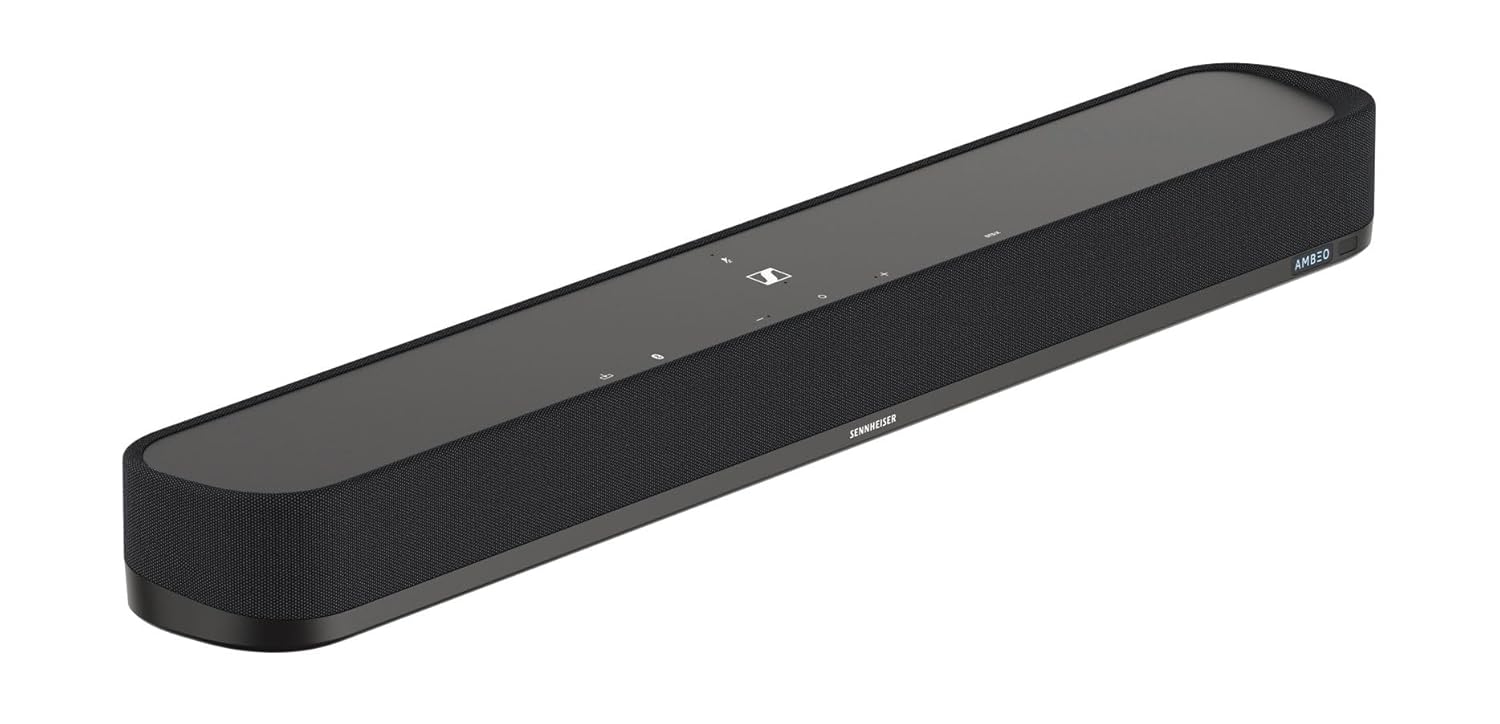 Sennheiser AMBEO Soundbar Mini - Dolby Atmos, 250 Watts Immersive 3D Audio,Room Size up to 250 sq ft, Movies & Music - Multiple Connectivity (Bluetooth, Wi-Fi), Designed in Germany, 2 Yr Warranty