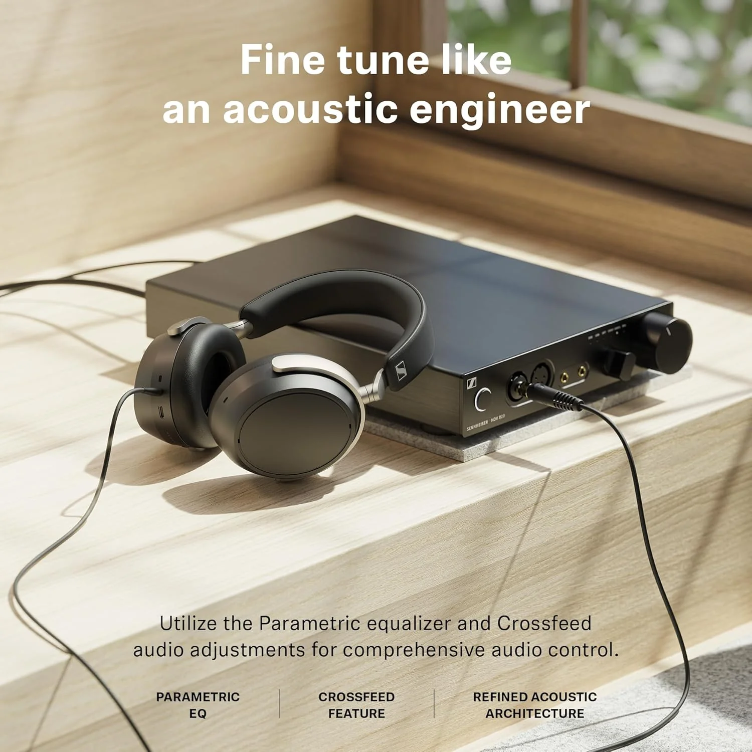 Sennheiser HDB 630 Hi-Res Wireless Headphones, 42 mm Drivers, aptX HD Adaptive, ANC, 60h Battery, Parametric EQ & Crossfeed Feature, BTD 700 USB-C Dongle - Image 4