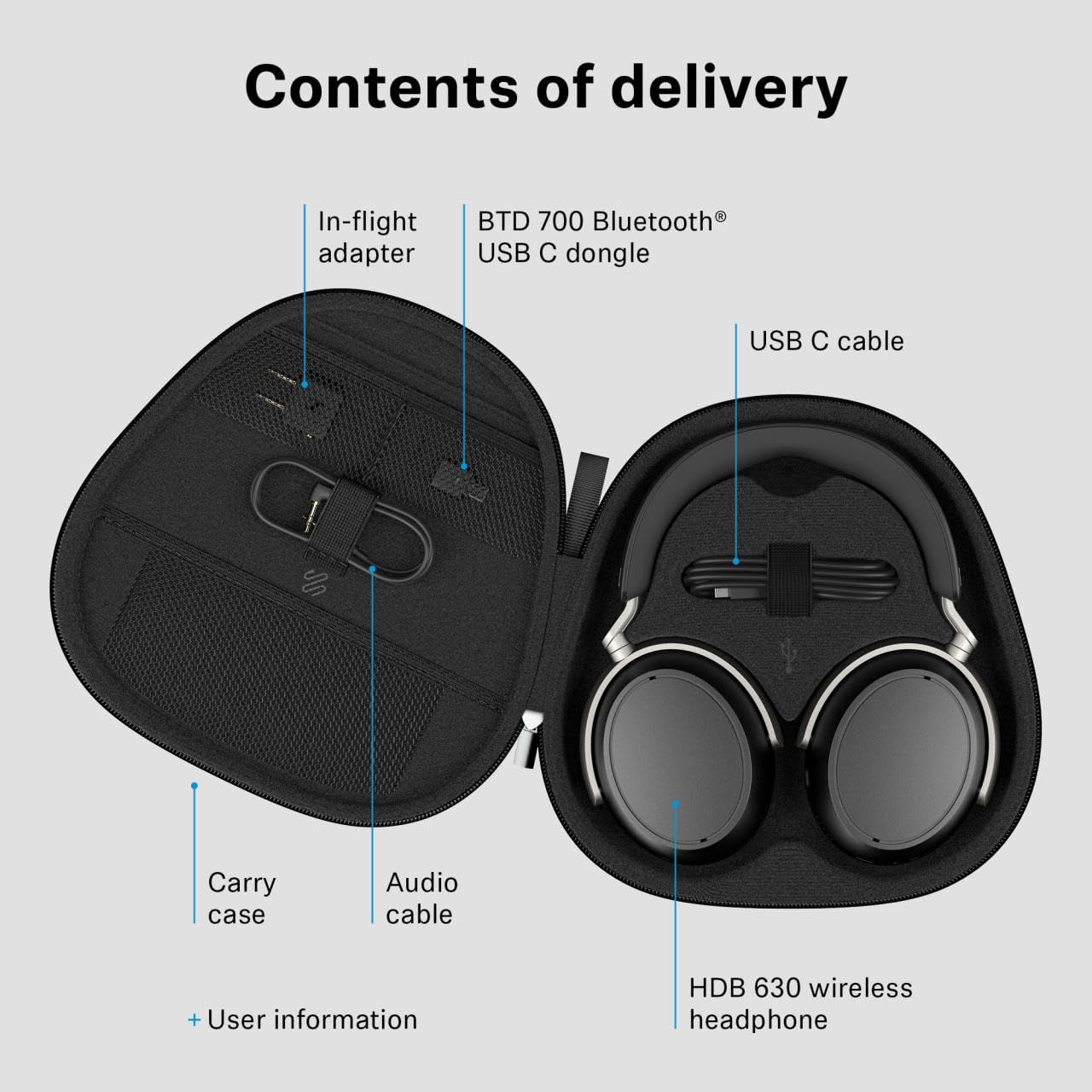 Sennheiser HDB 630 Hi-Res Wireless Headphones, 42 mm Drivers, aptX HD Adaptive, ANC, 60h Battery, Parametric EQ & Crossfeed Feature, BTD 700 USB-C Dongle - Image 8