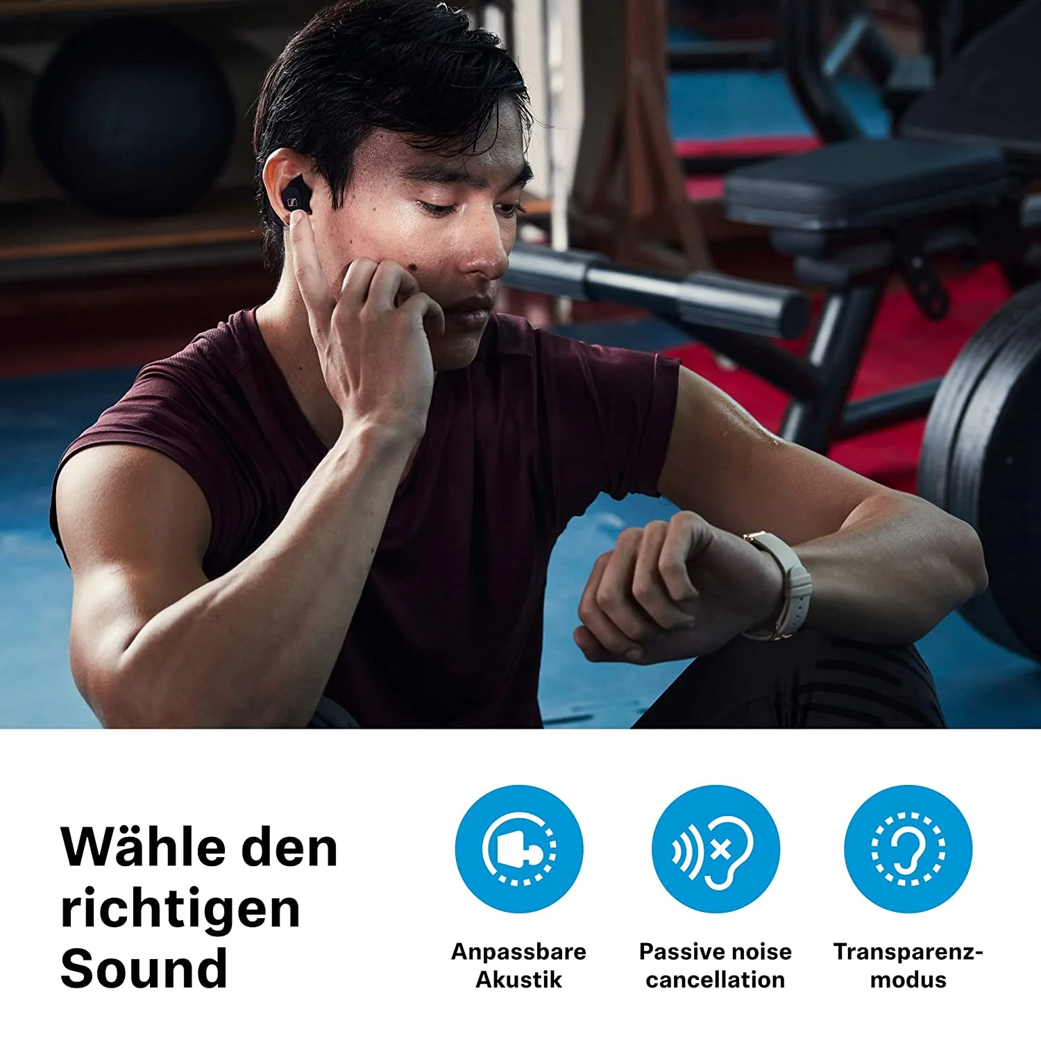 Sennheiser Sport True Wireless in Ear Earbuds Bluetooth Headphone with Mic (Black) - Image 3