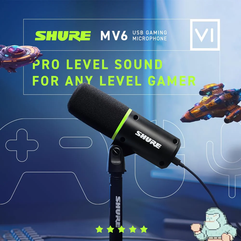 Shure MV6 Gaming Microphone, Dynamic USB PC Mic for Gaming & Streaming - Desktop Stand, Background Noise Cancellation, Tap-to-Mute & 3.5mm Output for Real-Time Headphone Monitoring - Image 4