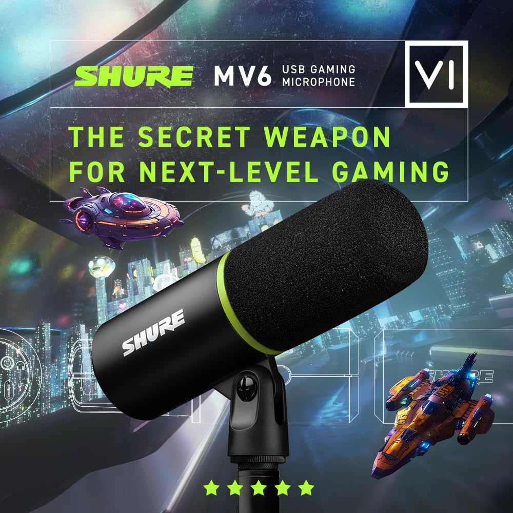 Shure MV6 Gaming Microphone, Dynamic USB PC Mic for Gaming & Streaming - Desktop Stand, Background Noise Cancellation, Tap-to-Mute & 3.5mm Output for Real-Time Headphone Monitoring - Image 6