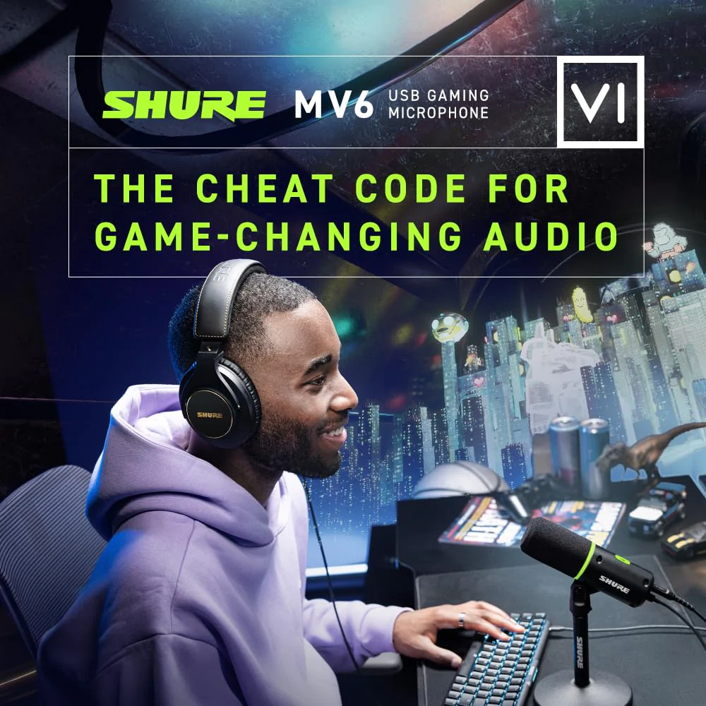 Shure MV6 Gaming Microphone, Dynamic USB PC Mic for Gaming & Streaming - Desktop Stand, Background Noise Cancellation, Tap-to-Mute & 3.5mm Output for Real-Time Headphone Monitoring - Image 7