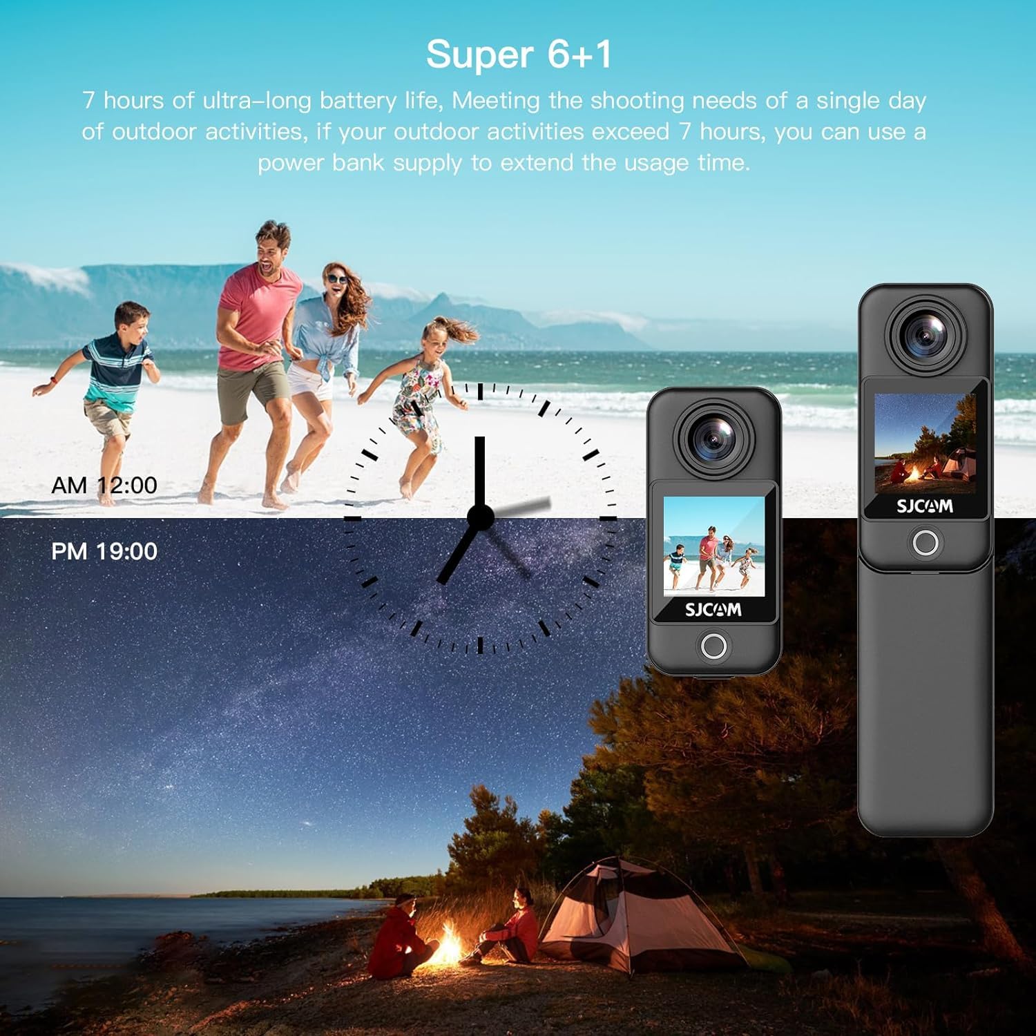 SJCAM C300 4K30fps 20MP Action Camera with Handheld Grip | 6axis gyro, Backup Upto 6 Hours, 1.33in Dual Touch Screen | 2.4G,5G Wi-Fi, Super Night Vision, 30M Waterproof for Live Steaming Vlog | Black - Image 2