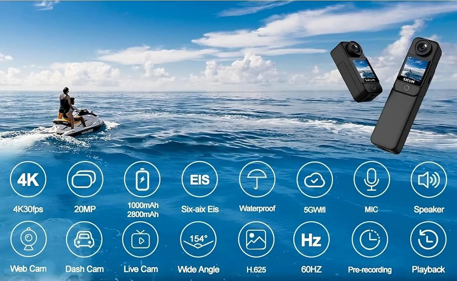 SJCAM C300 4K30fps 20MP Action Camera with Handheld Grip | 6axis gyro, Backup Upto 6 Hours, 1.33in Dual Touch Screen | 2.4G,5G Wi-Fi, Super Night Vision, 30M Waterproof for Live Steaming Vlog | Black - Image 4