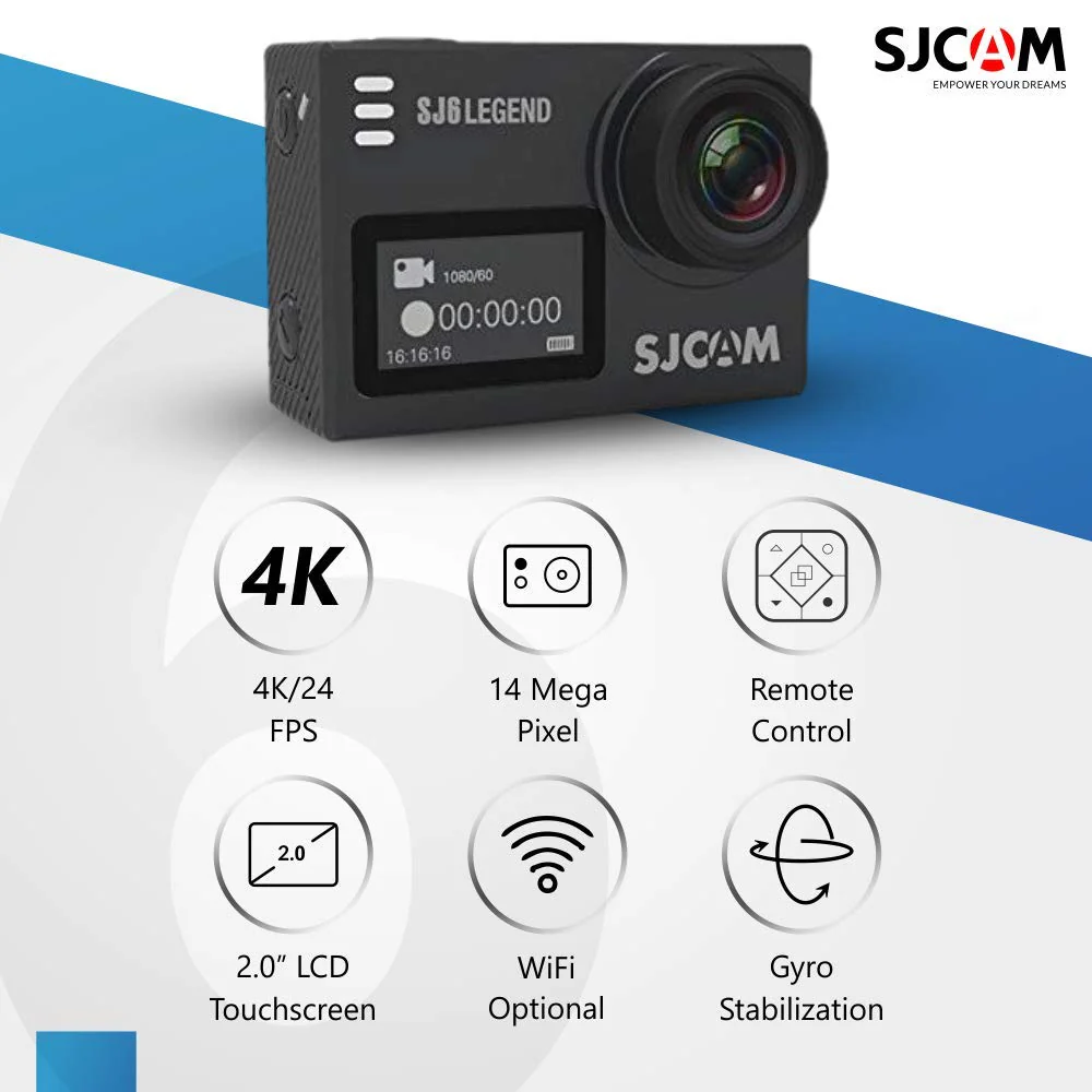 SJCAM SJ6 Legend 16 MP 4K 24fps 5.08 cm (2.0") LCD Touch Screen Action Camera (Black) - Image 2