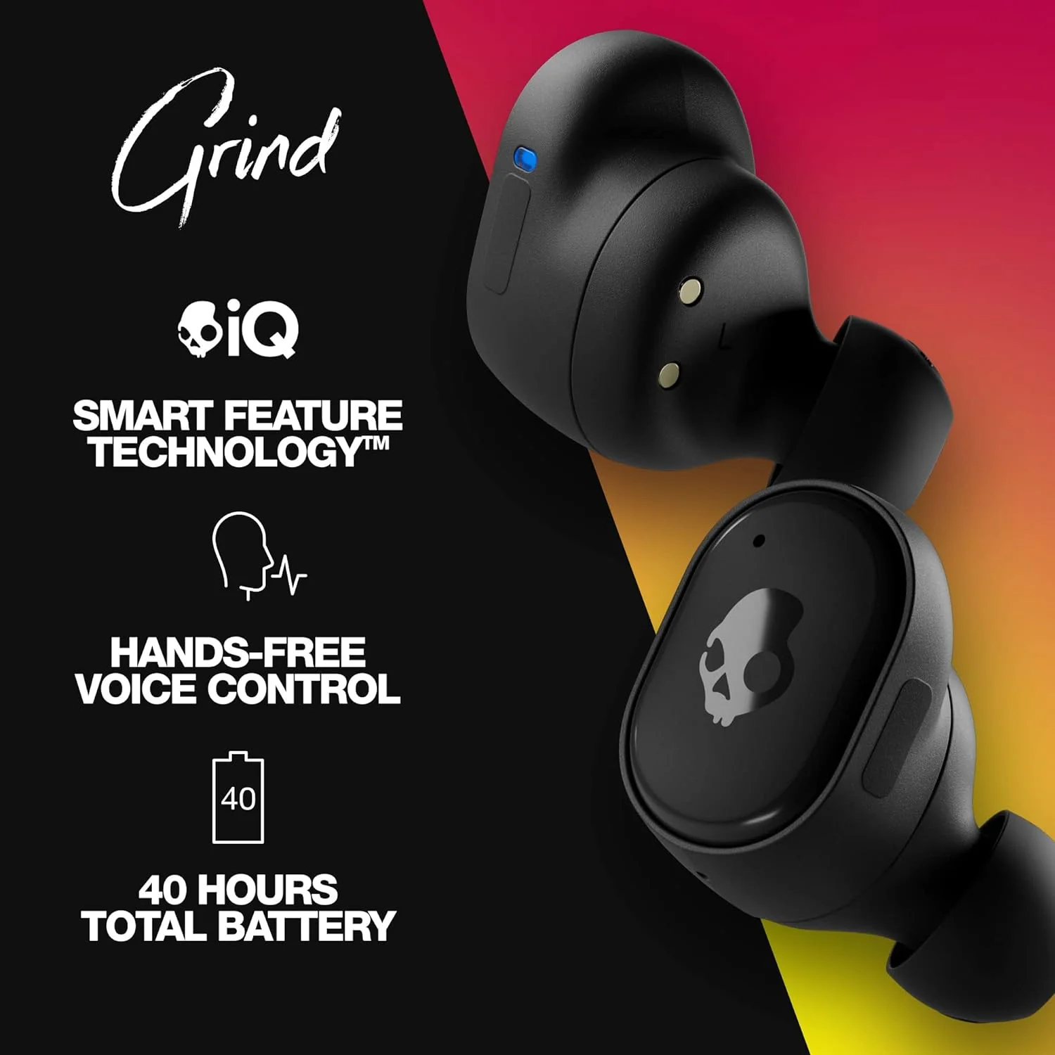 Skullcandy Grind in-Ear Wireless Earbuds, 40 Hr Battery, Skull-iQ, Alexa Enabled, Microphone - Image 7