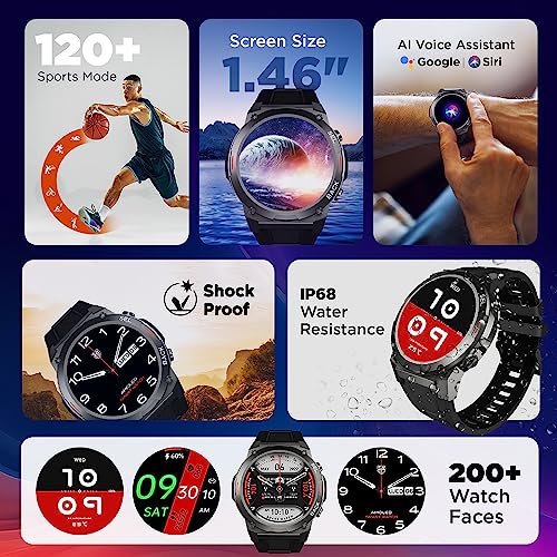 Skyball Rigor Smart Watch|1.46" Super AMOLED Round Display with 466 * 466 Pixel Resolution with Industry Best 1000 NITS Brightness|Bt Calling|120+ Sports Modes|200+ WatchFaces, Black - Image 5
