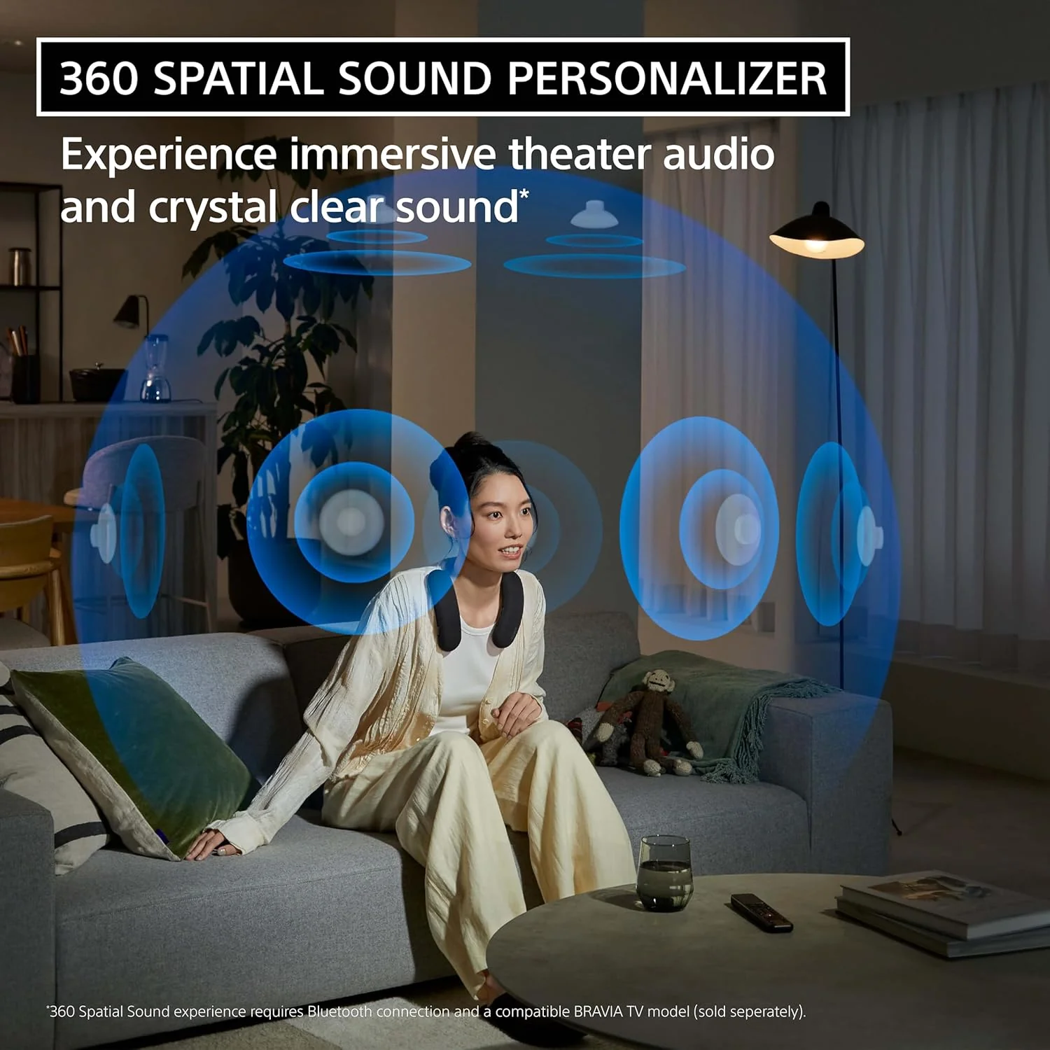 Sony BRAVIA Theater U Wireless Wearable TV Speaker with Dolby Atmos & Bluetooth, Personalized Home Theater Audio, Gaming Compatibility, Built-in mic, 12 Hrs Battery Life, IPX4 Splash-Resistant(HT-AN7) - Image 4