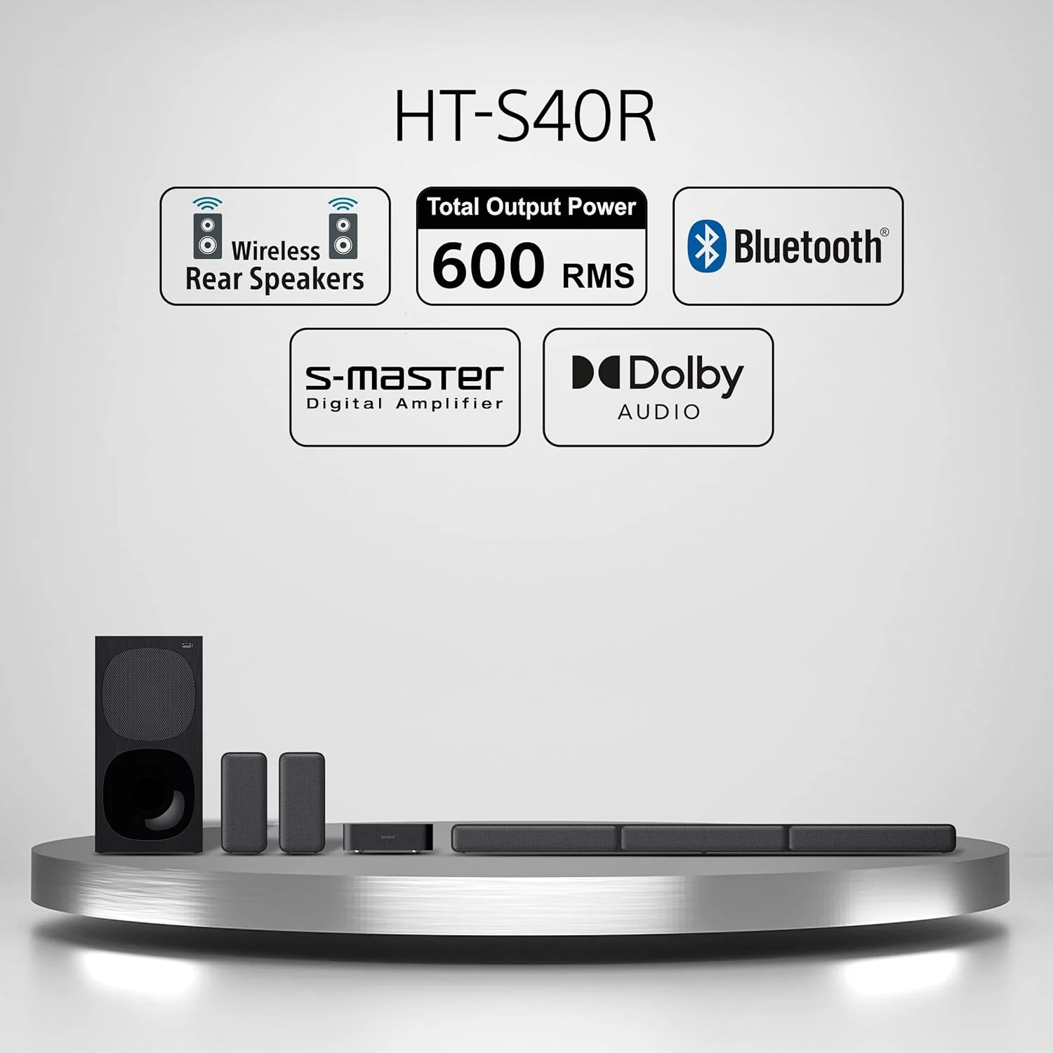 Sony HT-S40R Real 5.1ch Dolby Audio Soundbar for TV with Subwoofer & Wireless Rear Speakers, 5.1ch Home Theatre System (600W, Bluetooth & USB Connectivity, HDMI & Optical Connectivity, Sound Mode) - Image 2