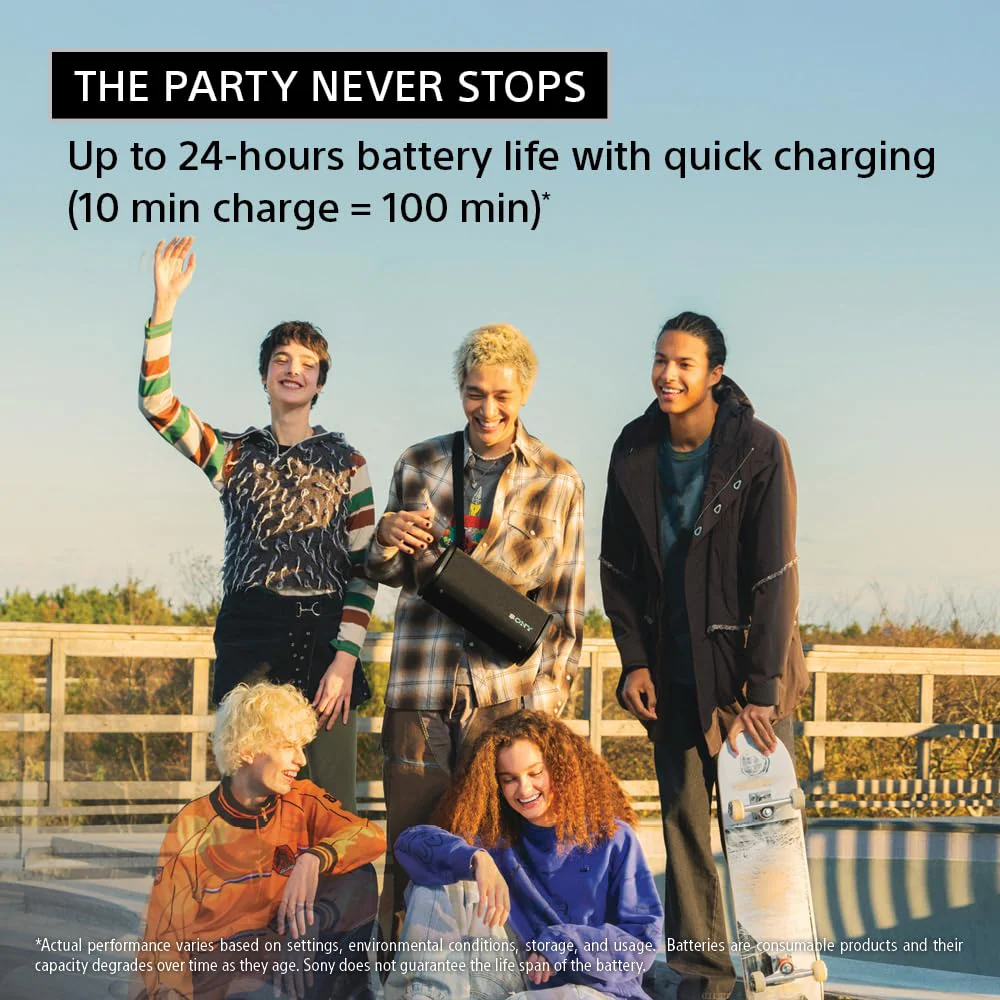 Sony New Launch ULT Field 5 Bluetooth Wireless Speaker with Massive Bass|360° Party Light|25hrs Playtime|IP67|Shoulder Strap|Quick Charge|Built in Powerbank|Party Connect(SRS-ULT50)-Black - Image 8