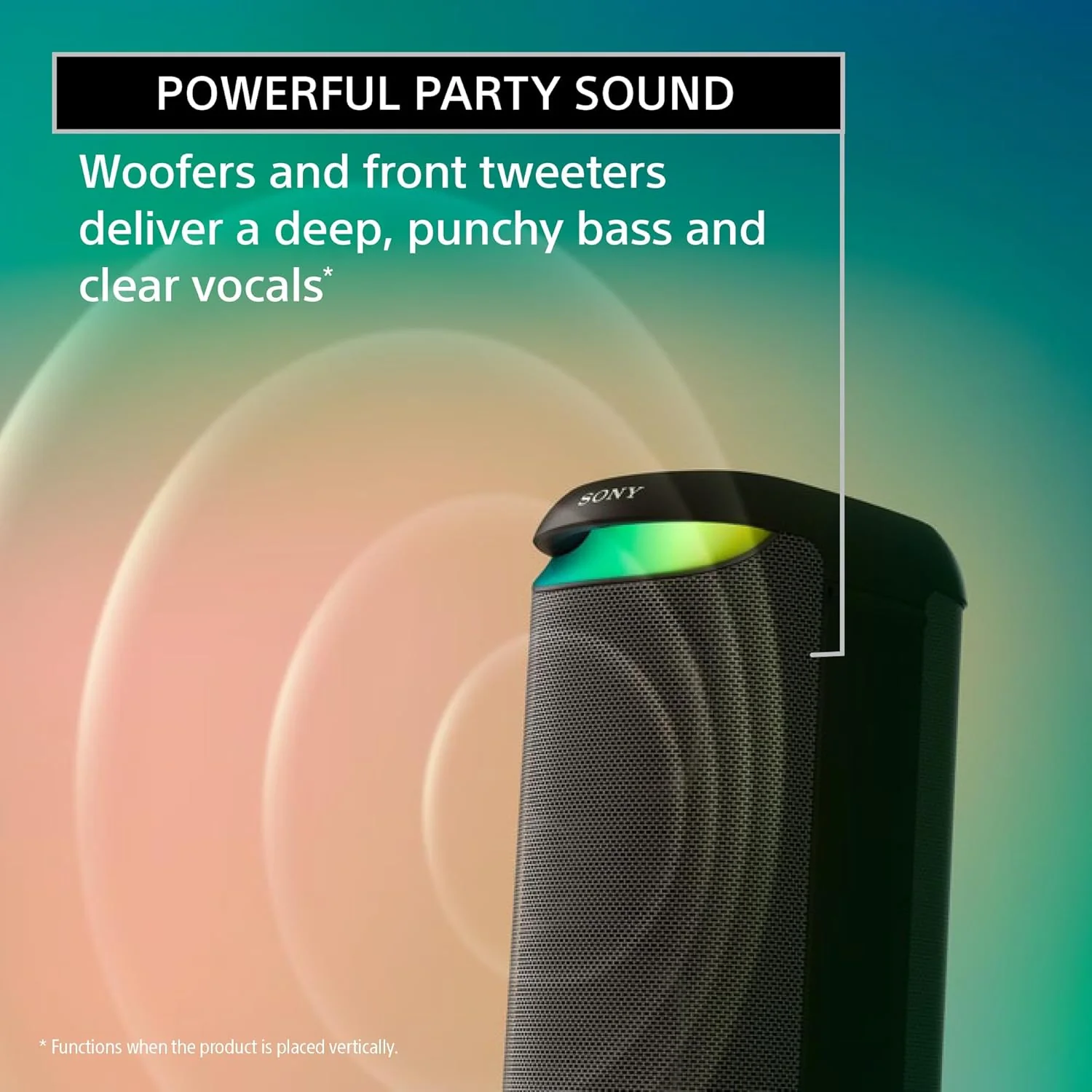 Sony New SRS-XV500 Wireless Portable Bluetooth Karaoke Party Speaker | IPX4 Splash-Proof | 25 Hrs Battery | Mega Bass | Built-in Power Bank | Ambient Lights | Guitar & MIC - Image 3