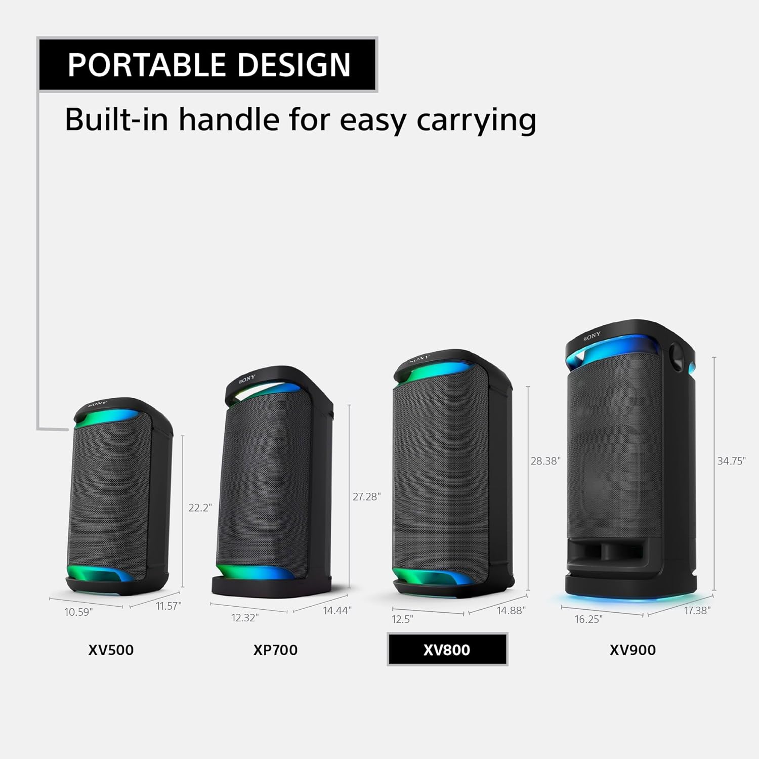 Sony SRS-XV800 X-Series Wireless Portable Bluetooth Karaoke Party Speaker IPX4 Splash-Resistant with 25 Hour-Battery, Built-in Handle and Wheels, Omnidirectional Sound, and Ambient Lights - Image 10